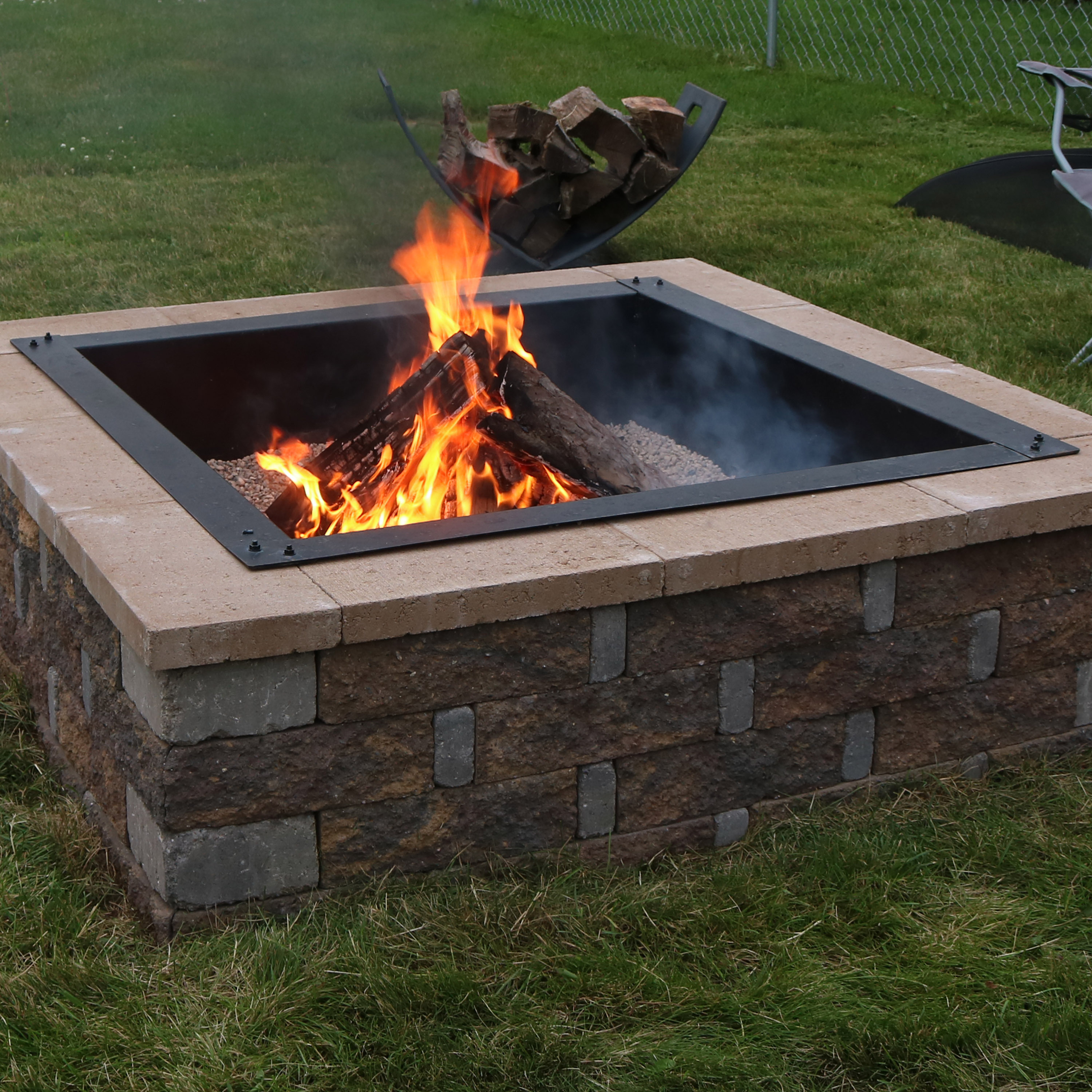 thumbnail video image 2 of Sunnydaze 30" Square Steel Fire Pit Rim Insert, 2 of 12