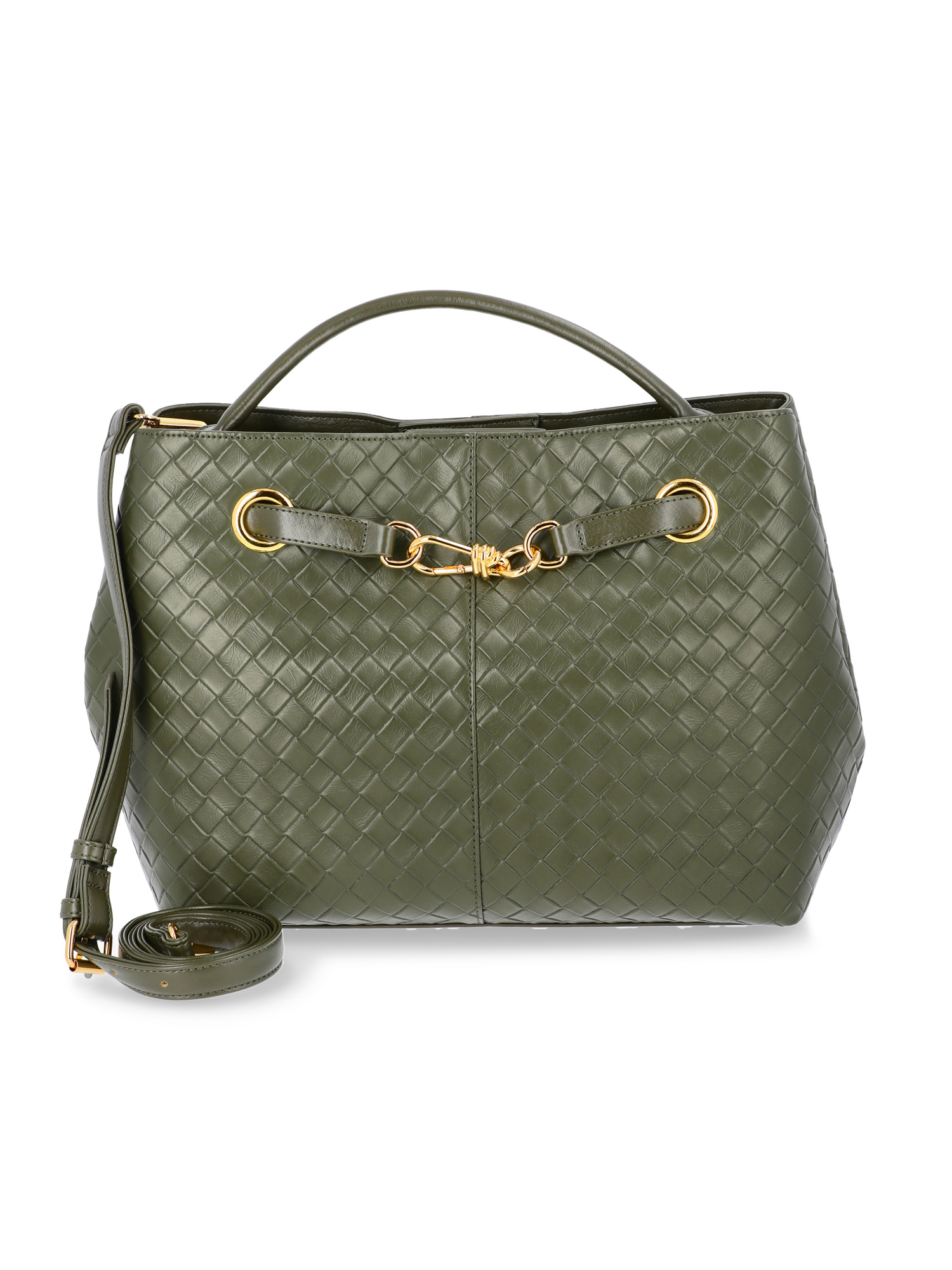 Time and Tru Women's Hazel Satchel Bag Handbag, Dark Olive