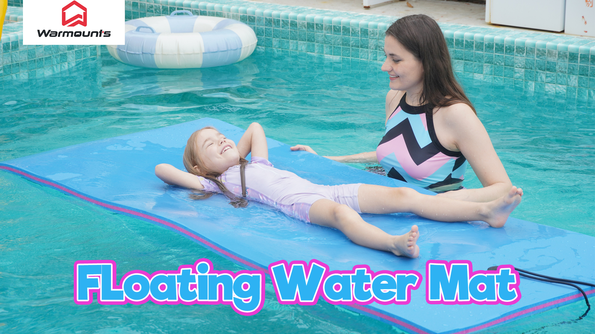 thumbnail video image 2 of WARMOUNTS Water Floating Mat Foam Pad, 13x5FT Bouncy Tear-Resistant XPE Foam, Recreation Relaxing Lily Pad for Pool Lake River Ocean Outdoor Water Activities, 2 of 10