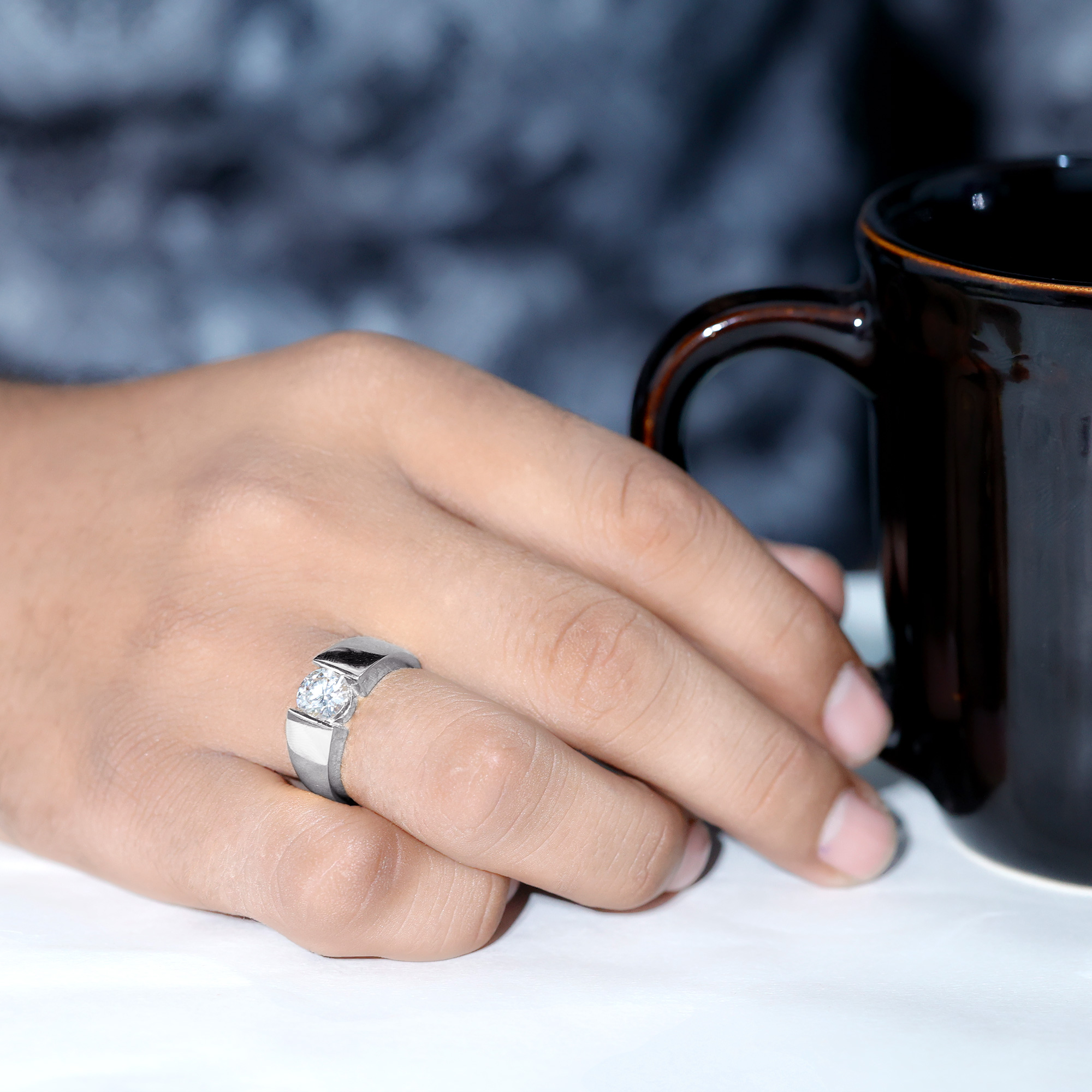 thumbnail video image 2 of Rosec Jewels Moissanite Engagement Ring 2 Carat - 8 mm - Mens Wedding Ring - D-VS1 Grade Certified, 18K Yellow Gold, US 6.50, 2 of 9