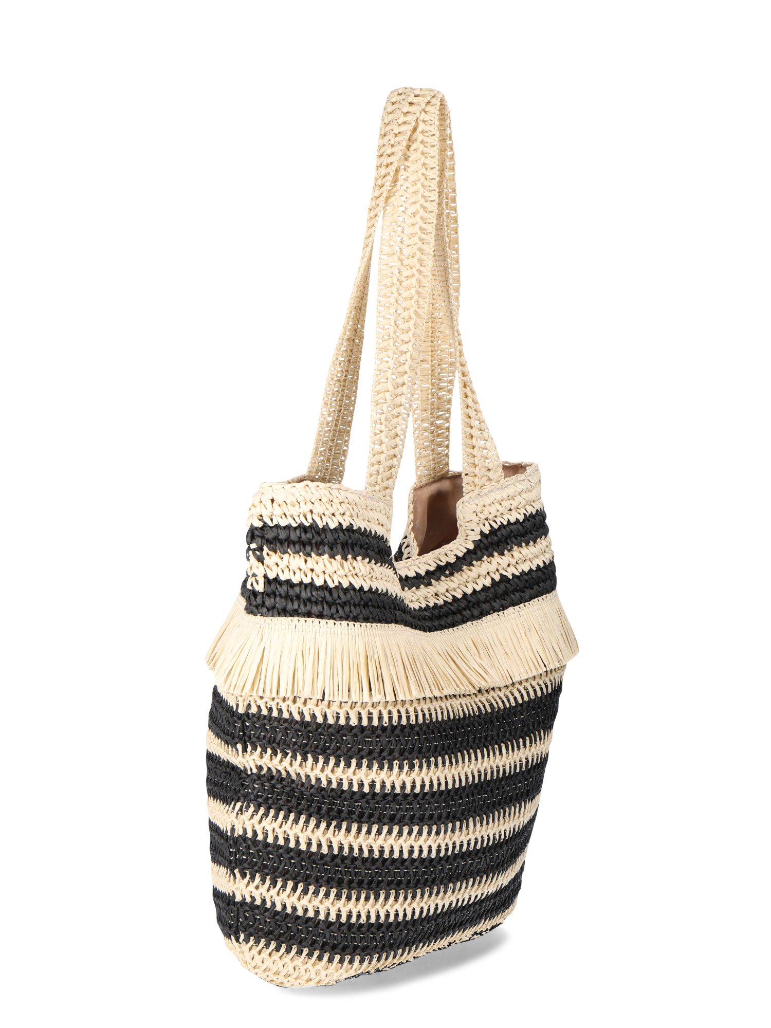 Beach Bag Straw Bag With Fringe No Boundaries Women's Woven Stripe
