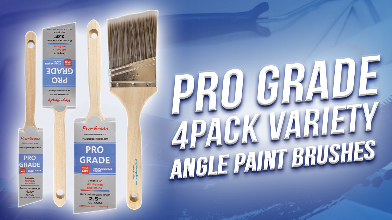 thumbnail video image 2 of Pro Grade Angle Premium Paint Brushes, 4 Piece Set, 2 of 8