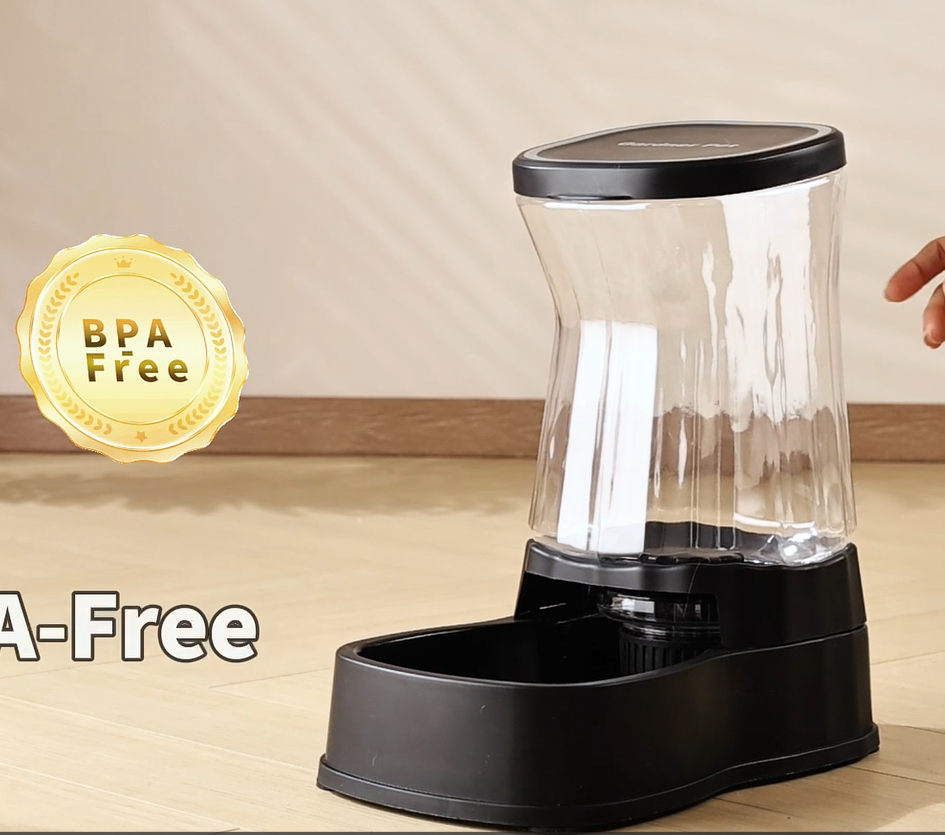 thumbnail video image 2 of Nomipaw Cat Dog Feeder and Waterer - Automatic Gravity Feeding - Two-in-One - 1.6 Gallon Each Feeder - Dark Blue, 2 of 7