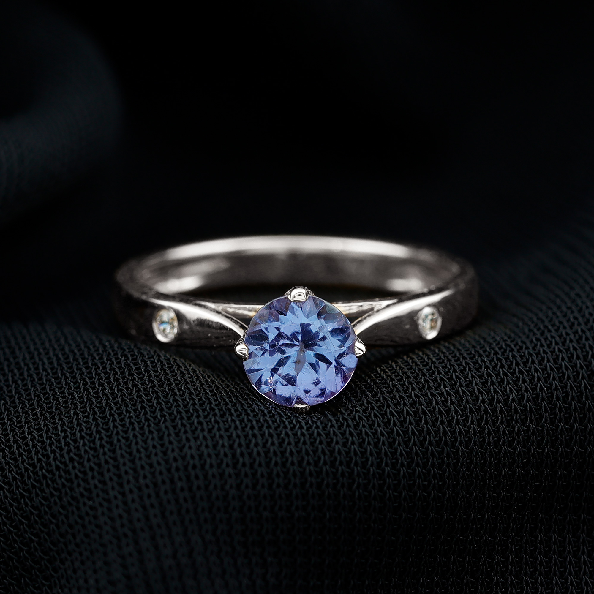 thumbnail video image 2 of Rosec Jewels Solitaire Tanzanite Promise Ring with Diamond - December Birthstone Ring, 18K Yellow Gold, US 5.50, 2 of 9