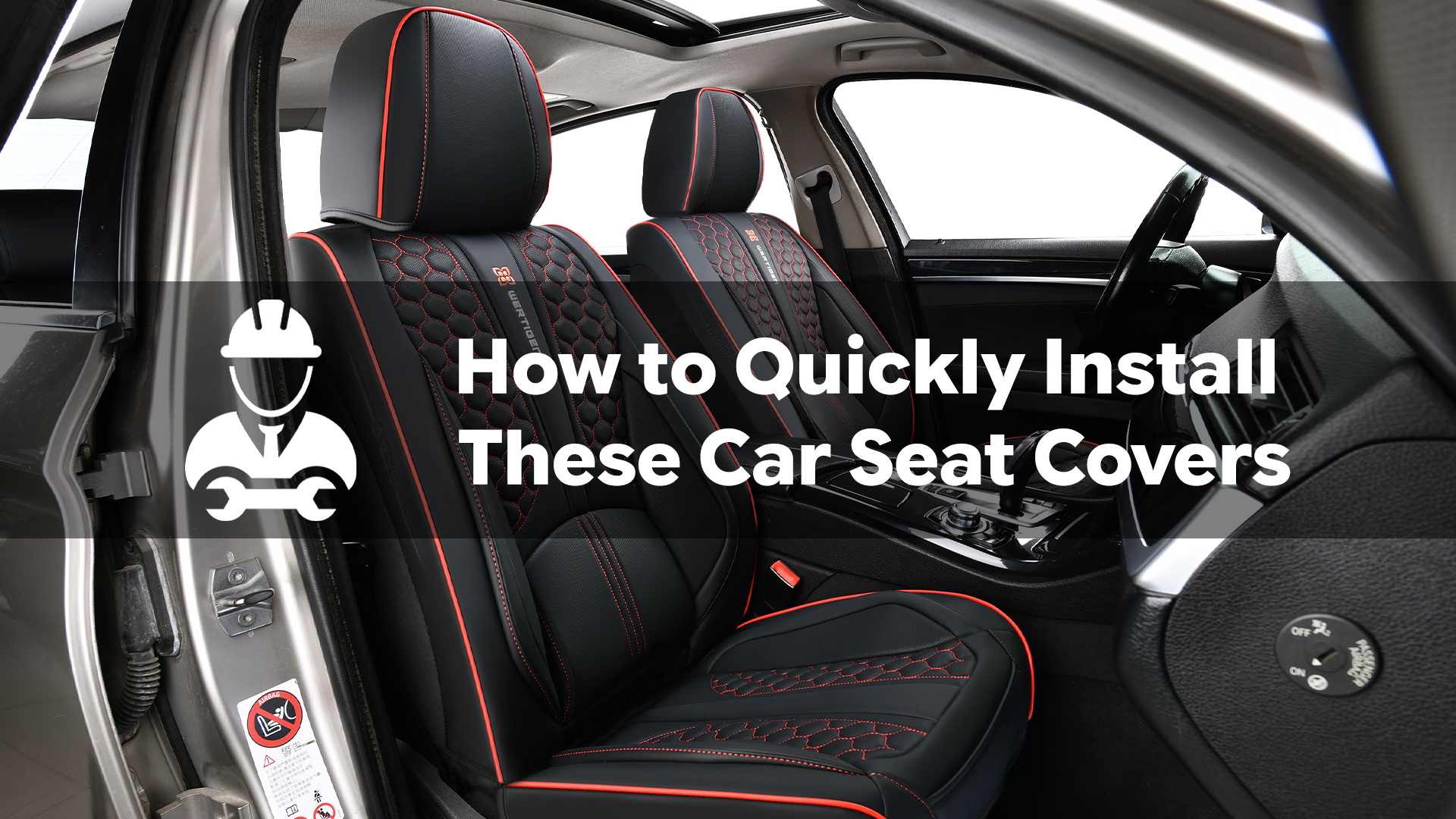 thumbnail video image 2 of Fit for Toyota Yaris 2015 Full Set Seat Covers Leather Upholstery Water Resistant Precision Fit Padded Support Seat Belt Compatible, Only 4 Door, 2 of 10