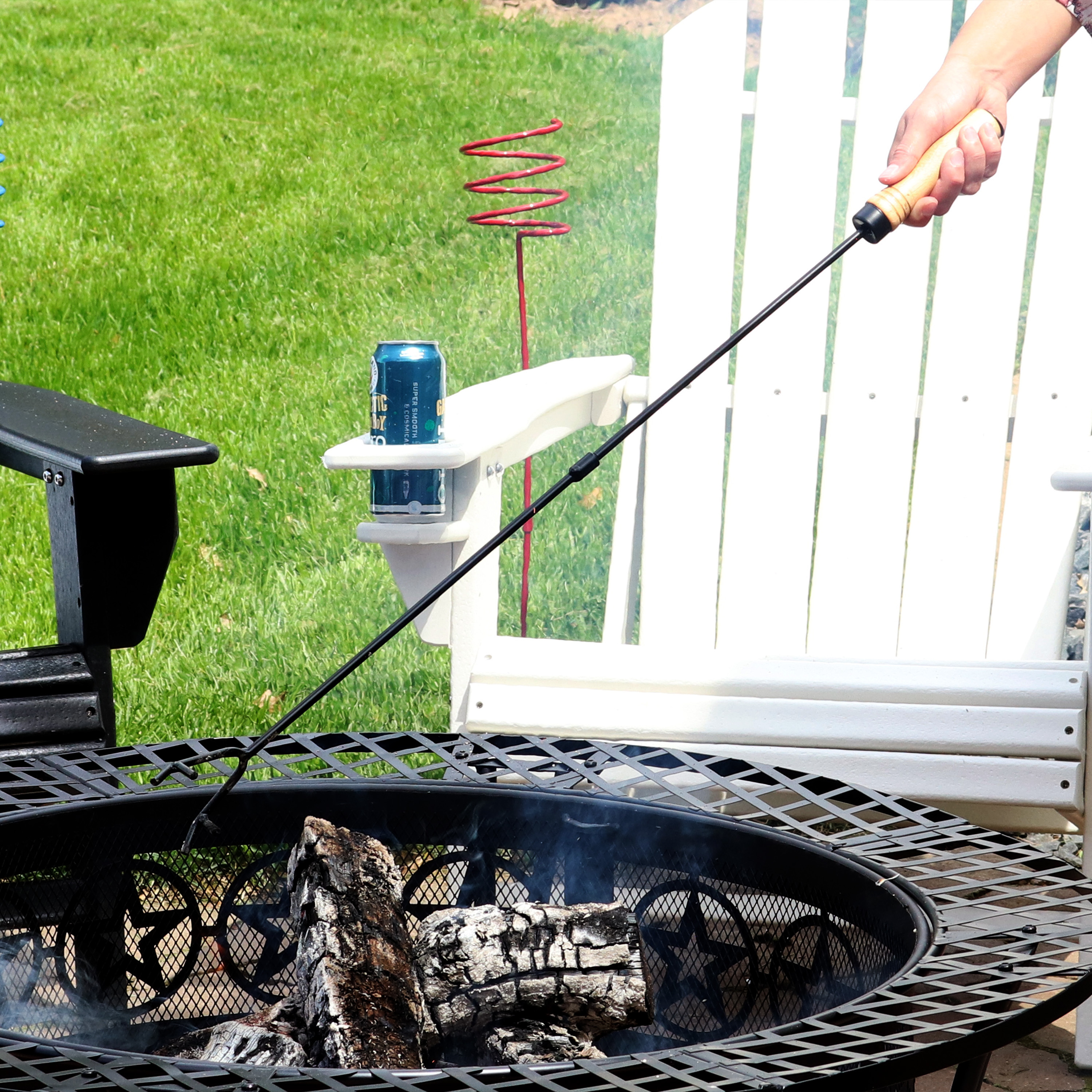 thumbnail video image 2 of Sunnydaze Steel Fire Pit Poker with Wood Handle, 2 of 8