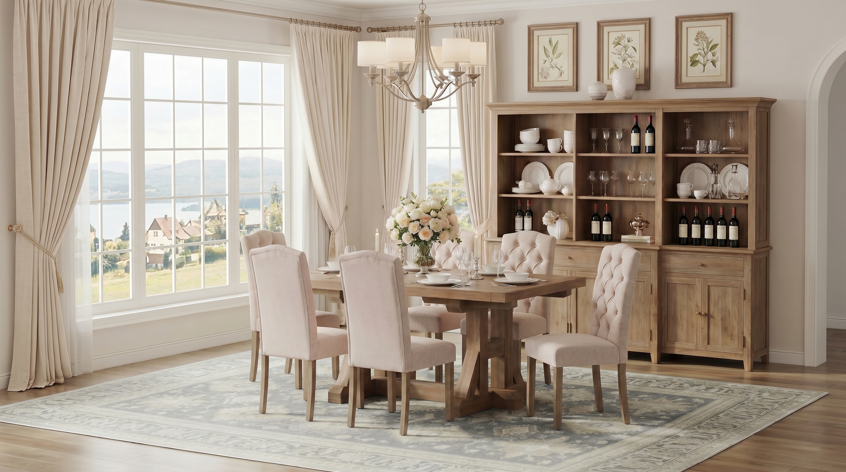 thumbnail video image 2 of Snugway Dining Chairs Modern Upholstered Set of 6 Fabric Dining Chairs with Wood Legs, Darkgrey, 2 of 9