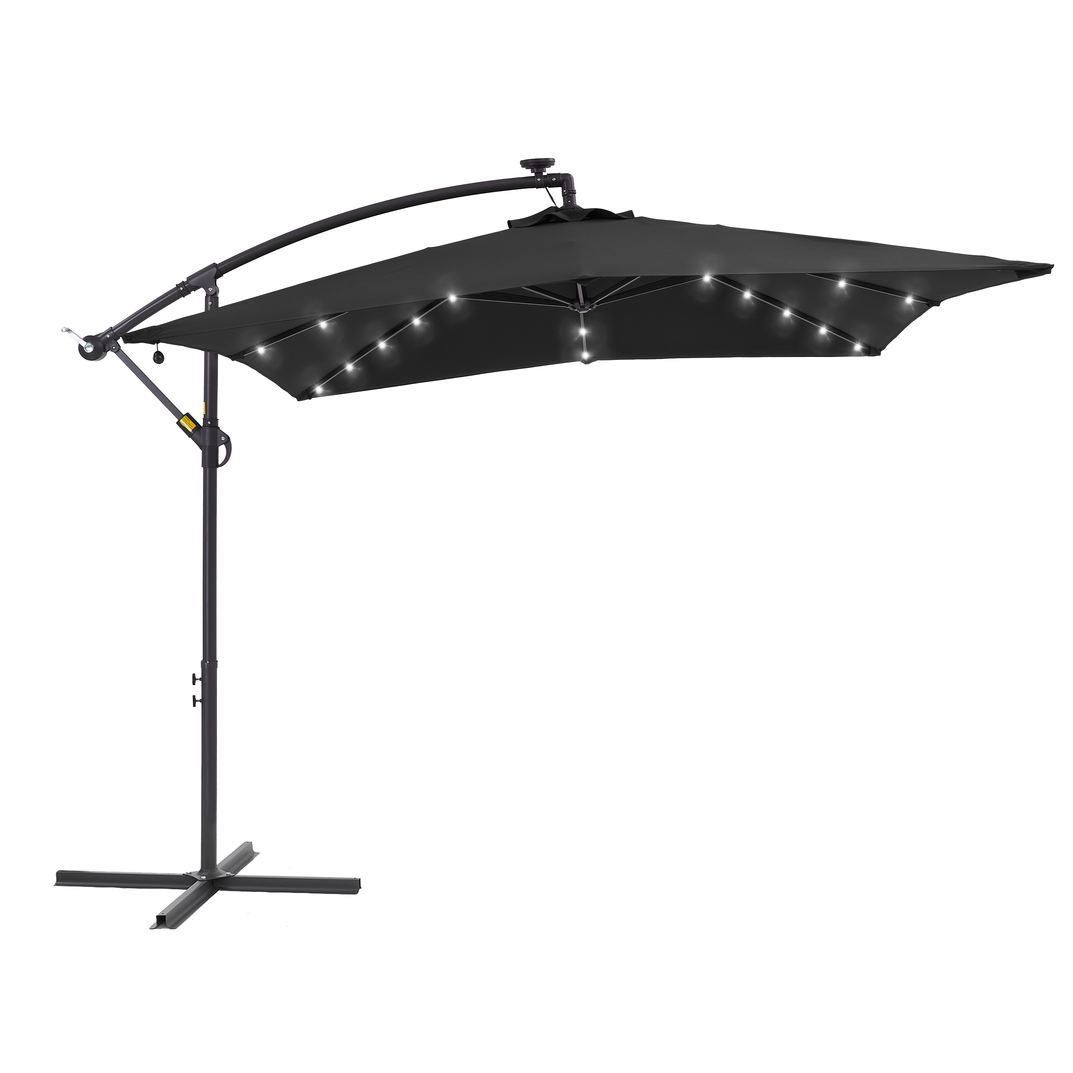 thumbnail video image 2 of ACEGOSES 8.2x8.2ft LED Square Outdoor Patio Canopy Offset Umbrellas for Villa Gardens, Lawns and Yard,Black, 2 of 9