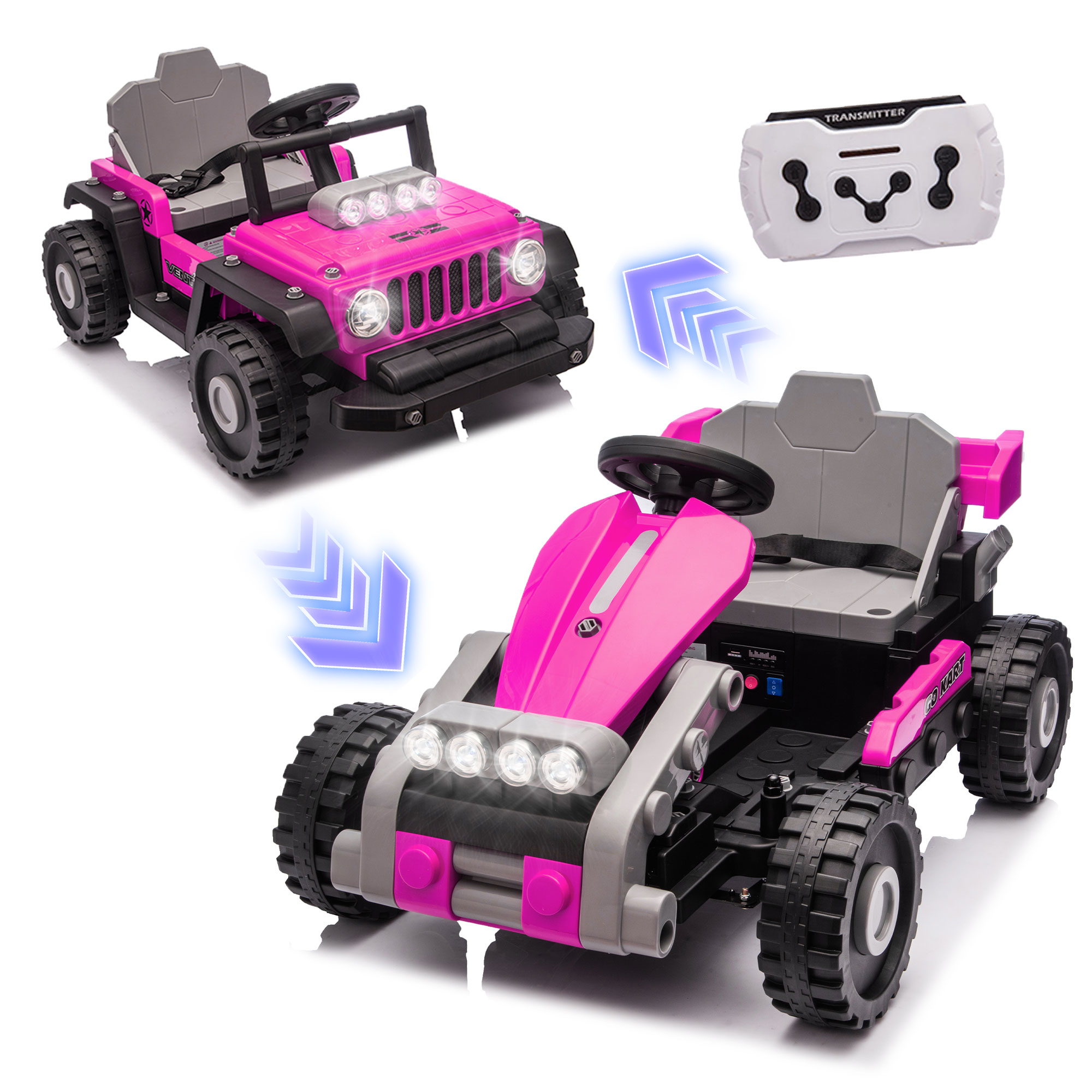 thumbnail video image 2 of 12V Build & Ride Electric Toy Car for Kids, Battery Powered DIY Assembly Ride on Vehicle with Remote Control, STEM Building Blocks, Buildable Ride on Toy, Ages 2–4 (Pink), 2 of 11