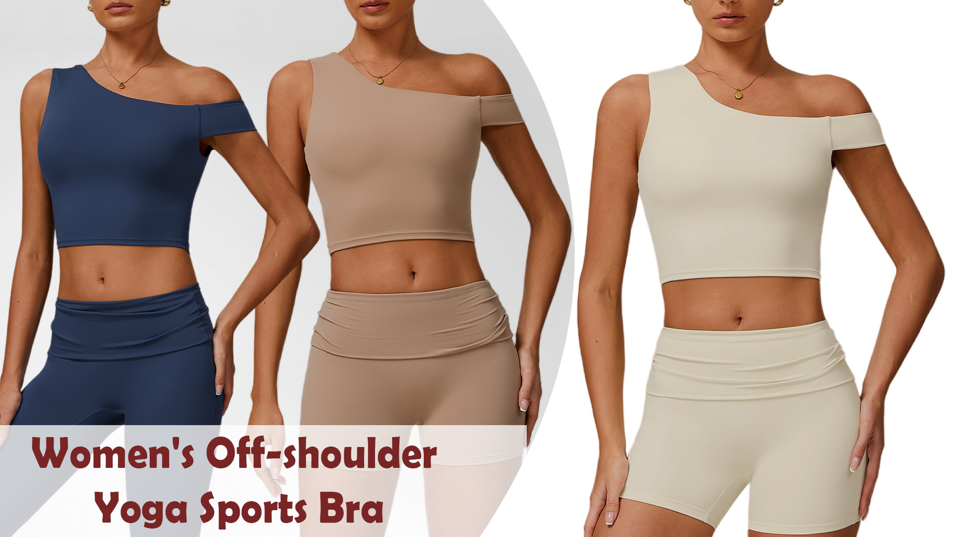 thumbnail video image 2 of Aivtalk Sports Bras for Women Longline One Shoulder Workout Bra Support Built in Bra Low Impact Padded Butterluxe Wirefree Asymmetrical Yoga Cropped Tank Tops Blue S, 2 of 7