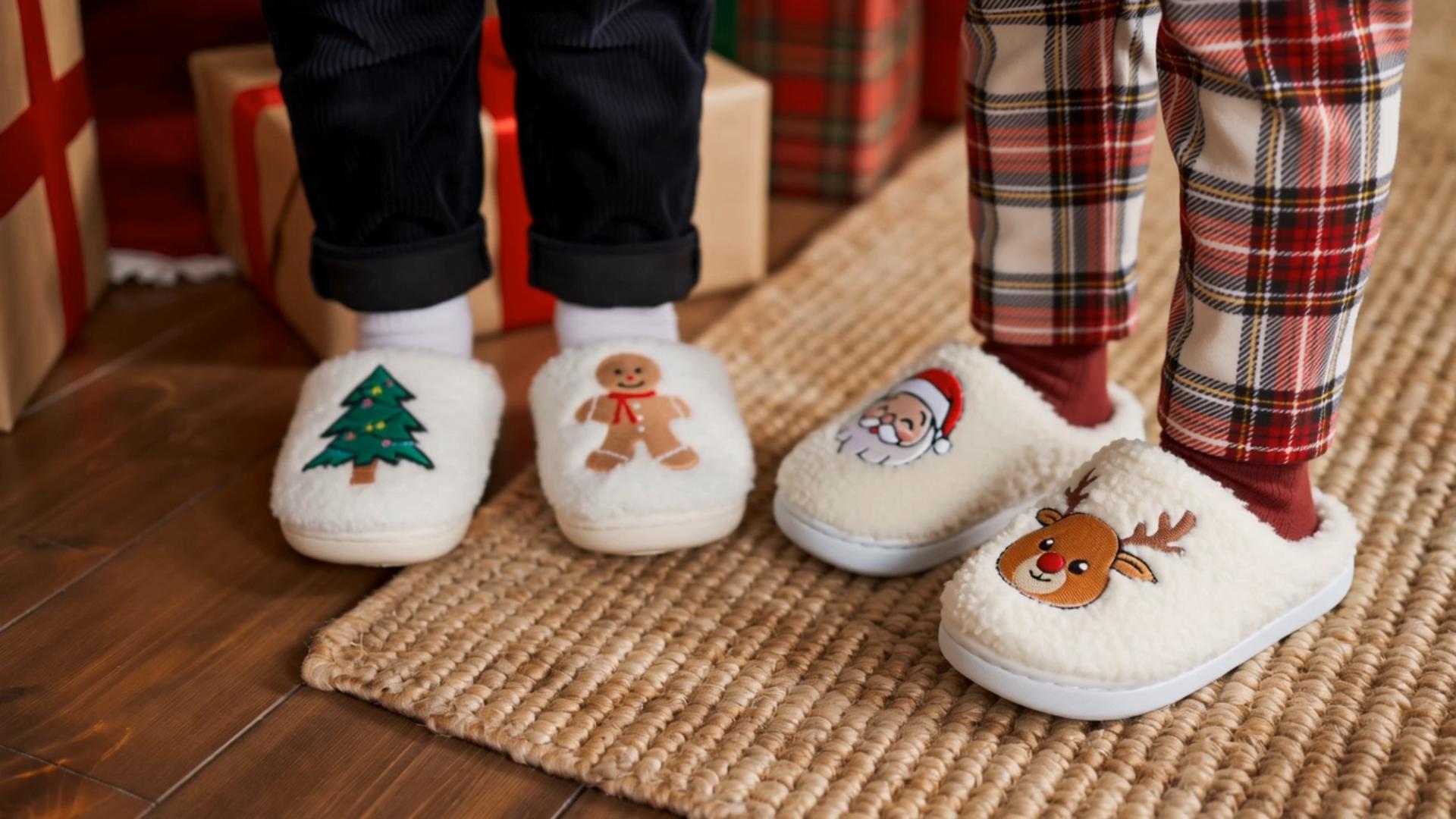 thumbnail video image 2 of TEAHOO Toddler Girls Cute Bow Indoor Bedroom Slippers Non-Slip Warm House Slippers White Bow Toddler 8, 2 of 7