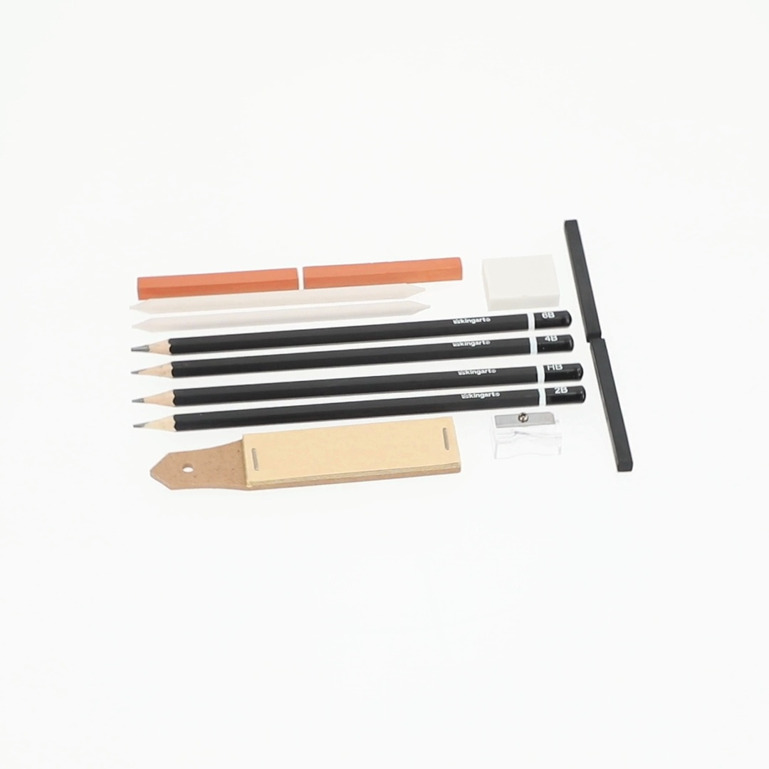 King art 13 Piece Sketching Drawing Kit with Pencils Charcoal