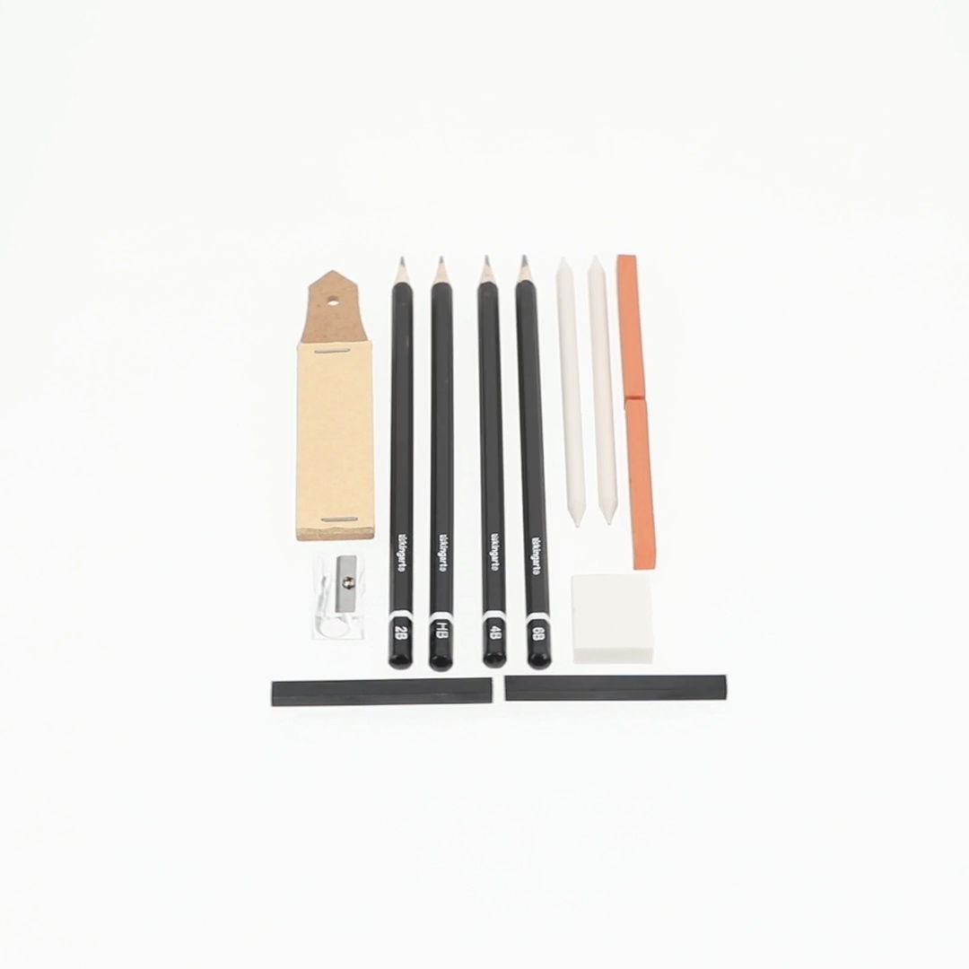 King art 13 Piece Sketching Drawing Kit with Pencils Charcoal