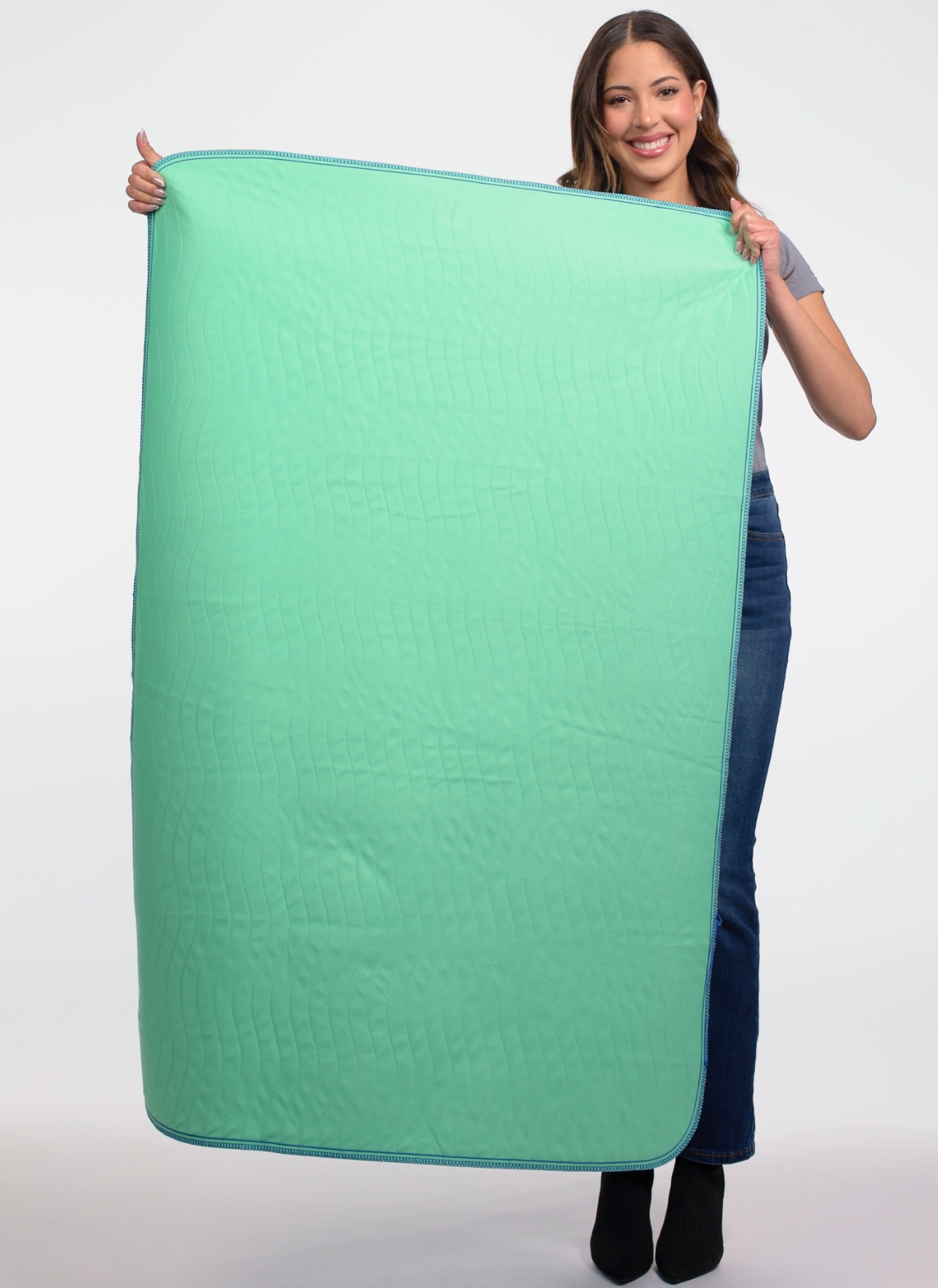 thumbnail video image 2 of Improvia Washable Bed Pads for Incontinence, Waterproof Reusable, 34 x 52 in, 2-Pack (Green & Blue), 2 of 8