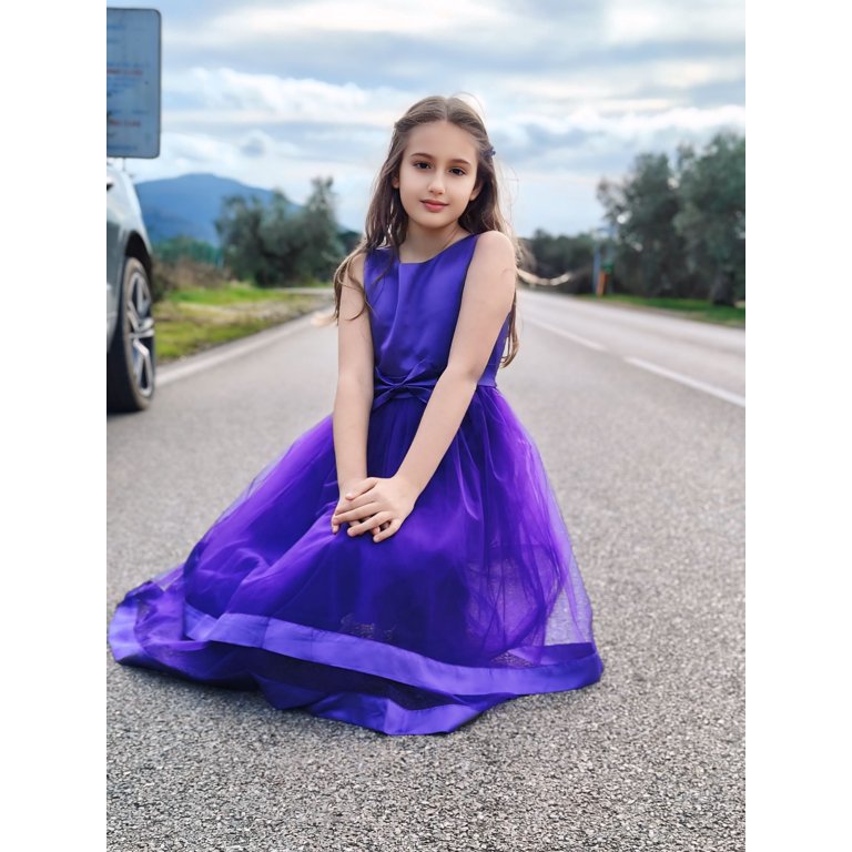 Flower Girls Dress Violet Purple Princess Wedding Vintage Formal