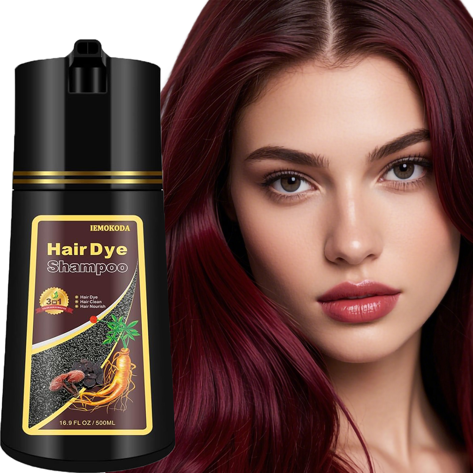 thumbnail video image 2 of Instant Red Hair Dye Shampoo 3 in 1 for Women, Semi-Permanent Color Shampoo for Grey Hair Coverage, Ginger Extract Color Shade Shampoo Easy to Use, 16.9 fl oz[Dark Burgundy], 2 of 8