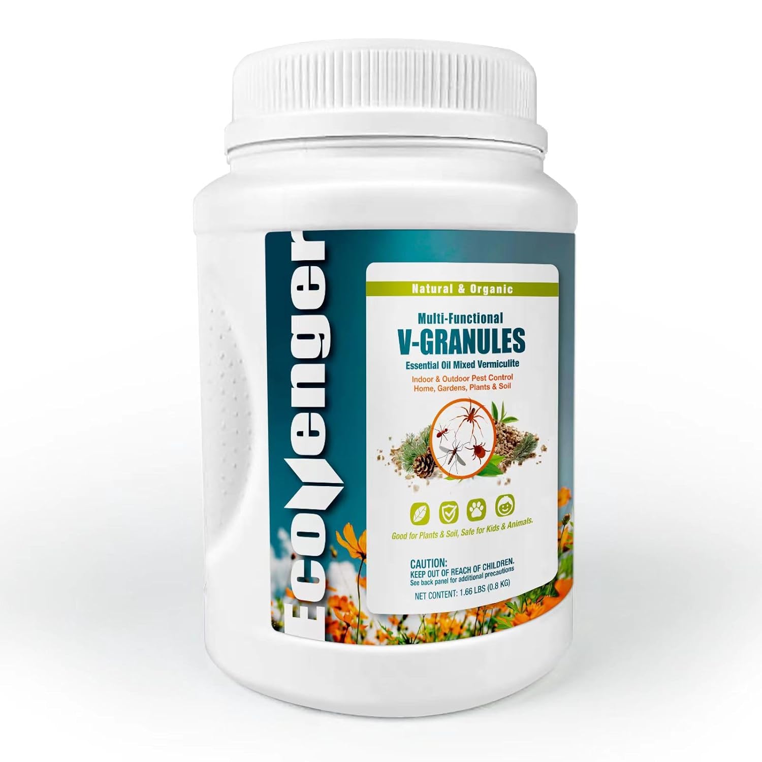 thumbnail video image 2 of EcoVenger Multi-Purpose V-Granules 1.95LB Jug, Horticulture or Household Use for Indoor & Outdoor Protection Against Insects, Improves Soil & Promotes Rooting, 100% Natural, Safe for Kids, 2 of 9