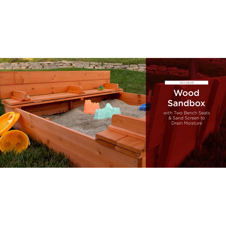 Best Choice Products 47x47-Inch Kids Wooden Outdoor Sandbox w/ 2