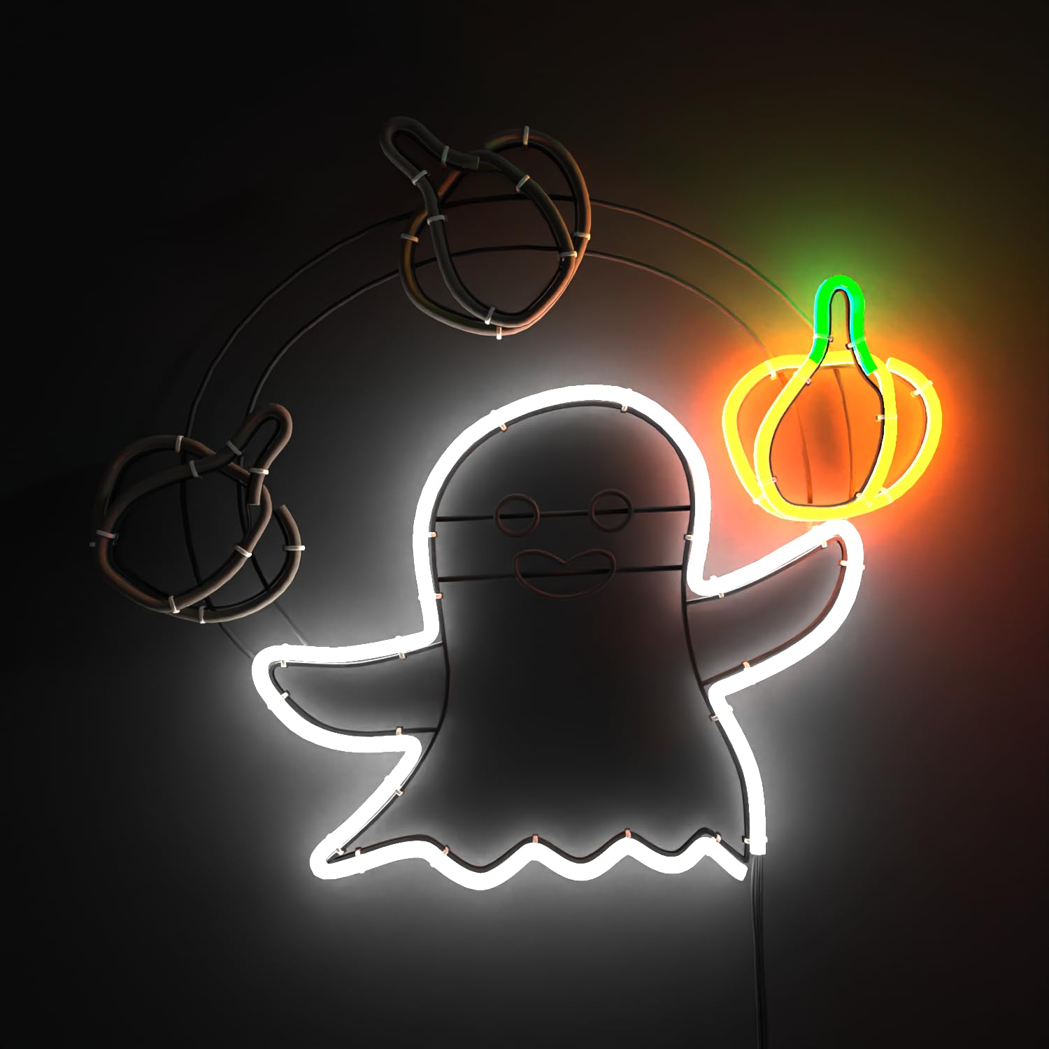 thumbnail video image 2 of Beatineon Animated LED Neon Ghost Sign, Ghost Throwing Pumpkin Light with Multi-Color Options, Indoor Halloween Decor with Timer & Speed Control, 2 of 14