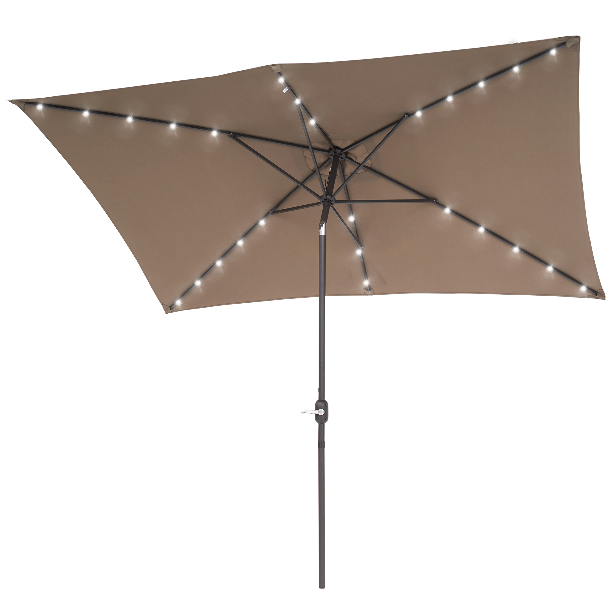 thumbnail video image 2 of ACEGOSES 10 x 6.5ft LED Rectangle Outdoor Patio Deck Market Outside Table Umbrellas with Non-Fading Polyester canopy,Brown, 2 of 9