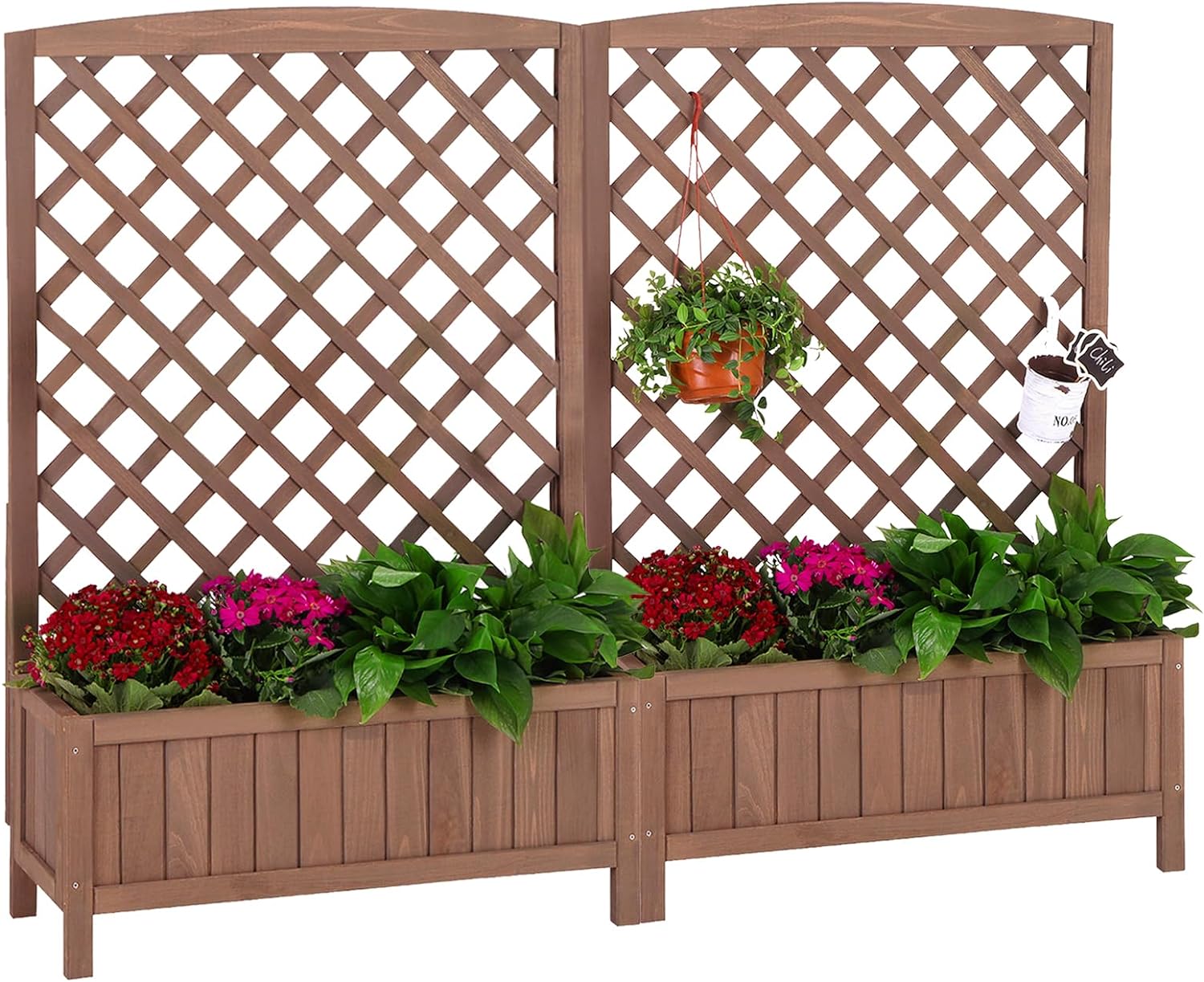 thumbnail video image 2 of Aivituvin Raised Garden Bed with Legs Trellis Wooden Planter Box Outdoor for Gardening, 2 of 8