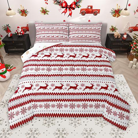thumbnail video image 2 of Homewish Cute Christmas Reindeer Bedding Comforter Set,Merry Xmas Twin Comforter Sets,White Red Bedding Set For Girls Teens,Microfiber Bedroom Decor Reversible,2 Pieces, 2 of 9