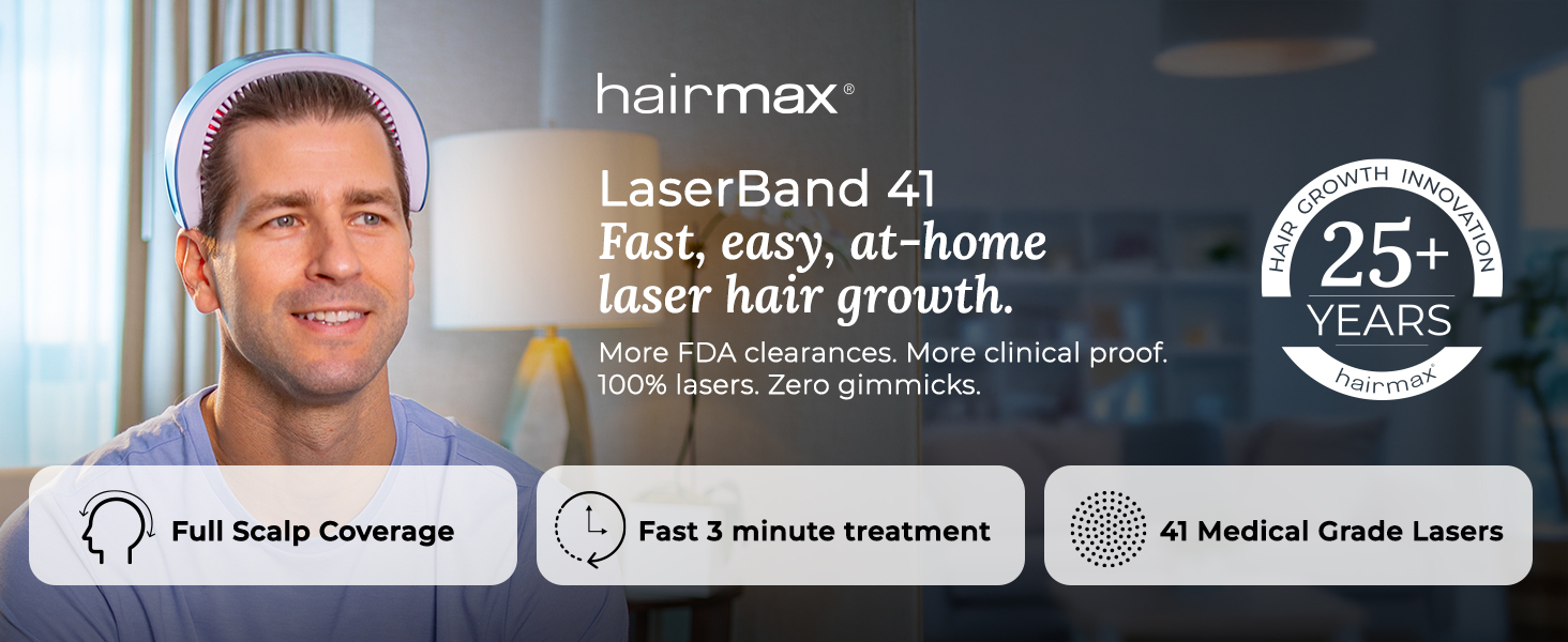 thumbnail video image 2 of Hairmax Laser Band 41 (FDA Cleared) Hair Growth Device Restores Natural Hair Cycle, 2 of 11