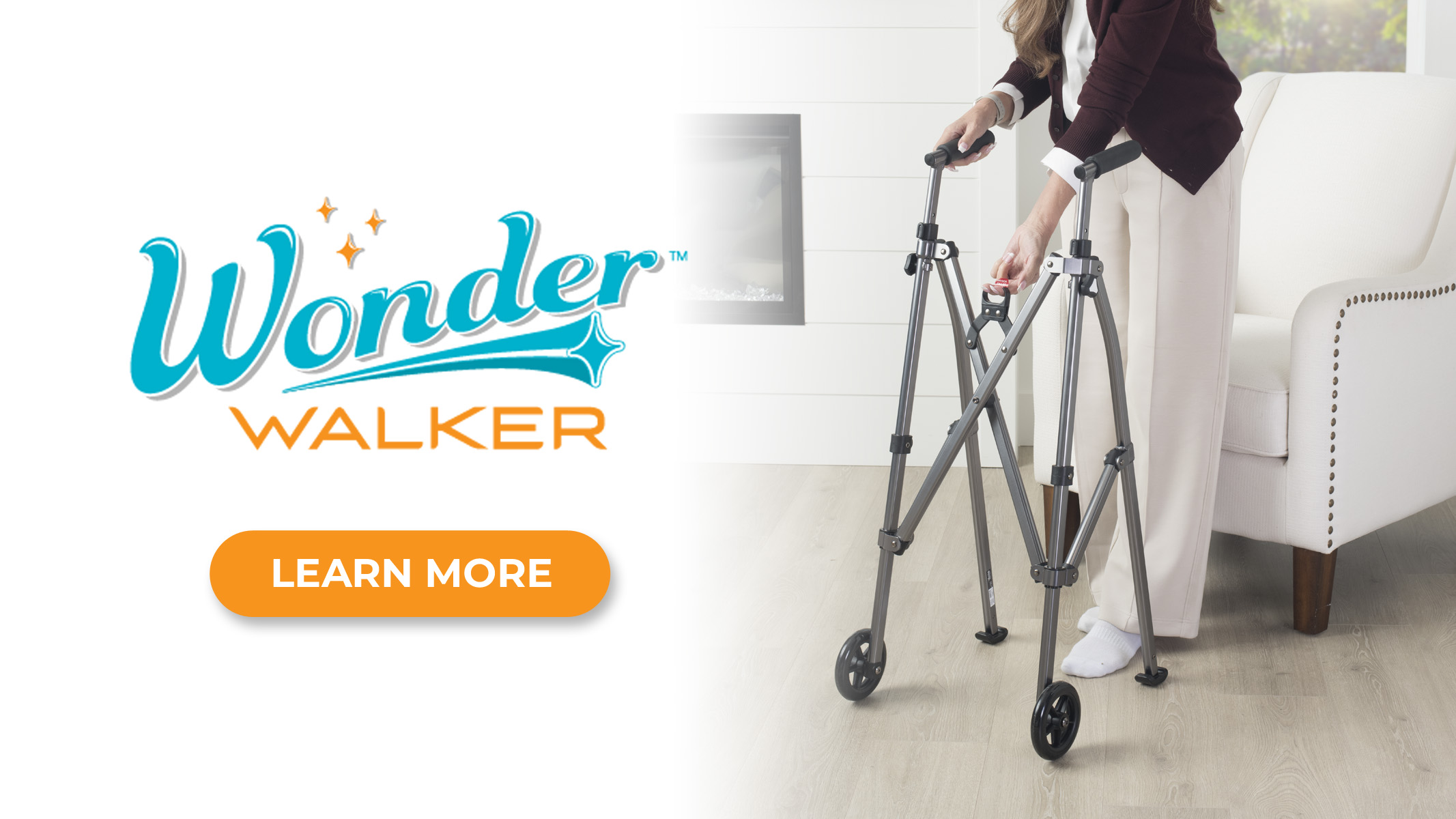 thumbnail video image 2 of Stander Wonder Walker with 5-inch Wheels, Lightweight Folding Walker for Seniors, Collapsible Travel Walker with Wheels and Ski Glides, Black, 2 of 10