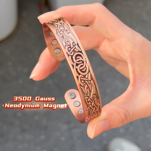 thumbnail video image 2 of Wollet Vintage Magnetic Bracelet Bracelet, Copper, 2 Pieces, 6.69 inches, 2 of 6