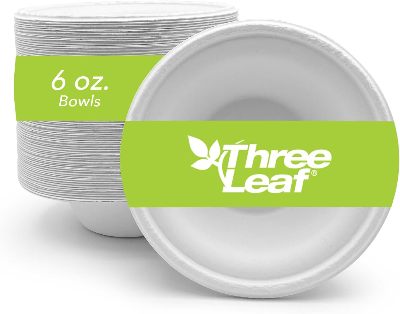 thumbnail video image 2 of Three Leaf 6Oz. (180Ml) Bagasse Bowl 50 Ct PFAS-Free Heavy Duty Sugarcane Fiber Eco-Friendly Disposable 100% Biodegradable Microwave and Freezer Safe Ideal for Ice Cream Sauces Soup Bowls, 2 of 7