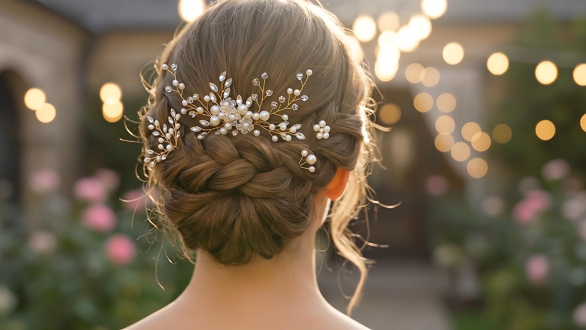 thumbnail video image 2 of MIALLO Gold Pearl Hair Side Comb with 3 Matching Pins, Rhinestone Hair Piece for Prom & Evening Party, Elegant Hair Jewelry for Women, 2 of 8