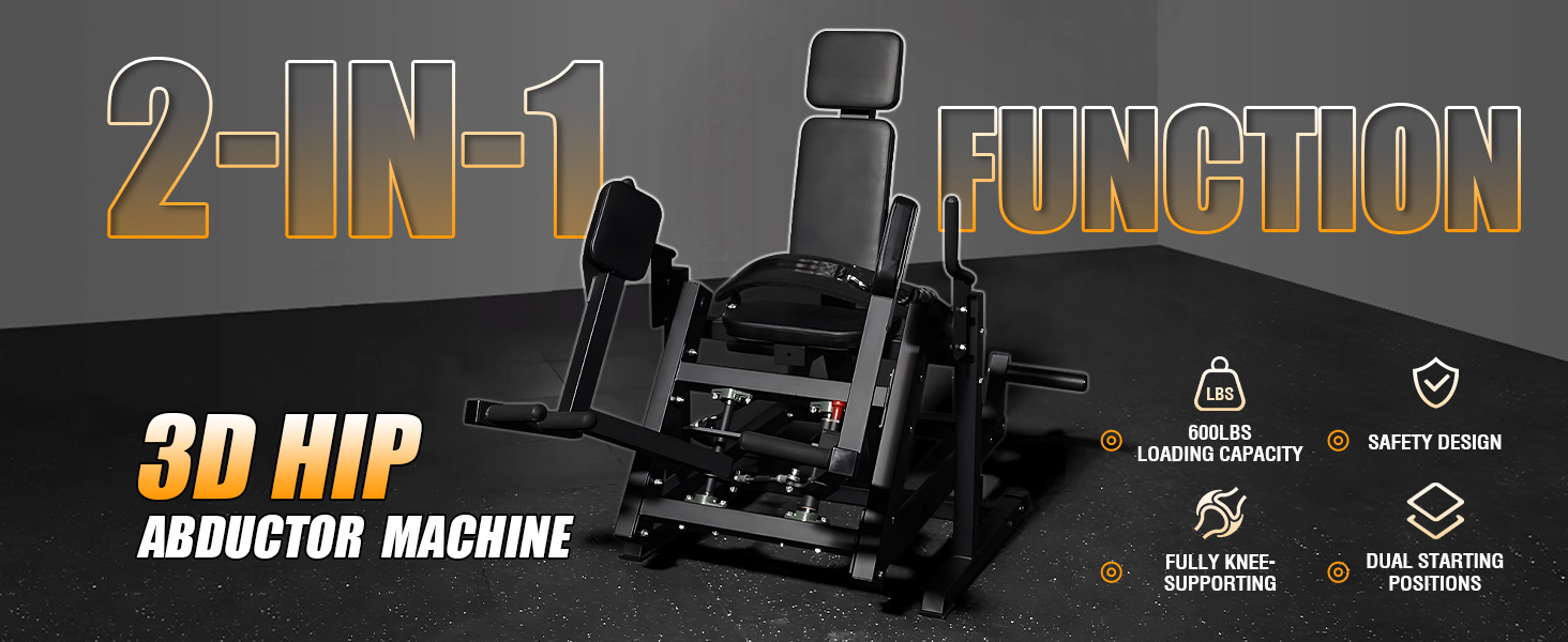 thumbnail video image 2 of Syedee 3D Hip Abductor Machine with Hip Thrust Function, Incline Hip Abduction Machine with 2 Starting Positions, Glute Exericse Machine with Thickened Thigh Pads for 600LBS Loading Capacity, 2 of 7