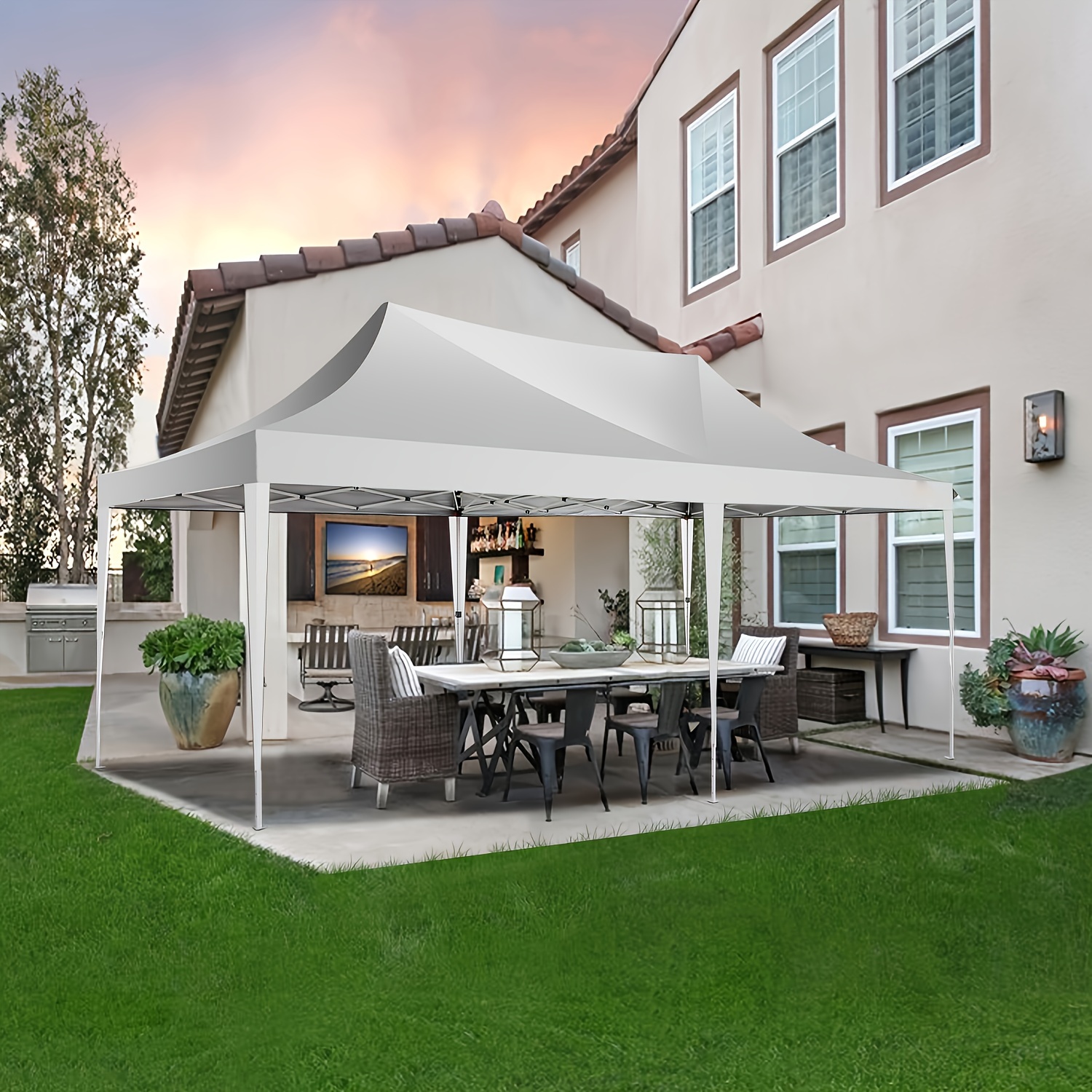 thumbnail video image 2 of Hoteel 10x20 Pop up Canopy Gazebo,Outdoor Canopy Tent with 6 Removable Sidewalls,Easy up Sun Shade UV Blocking Waterproof Outdoor Tent for Backyard,Parties,Wedding,Birthday,BBQ,Blue, 2 of 10