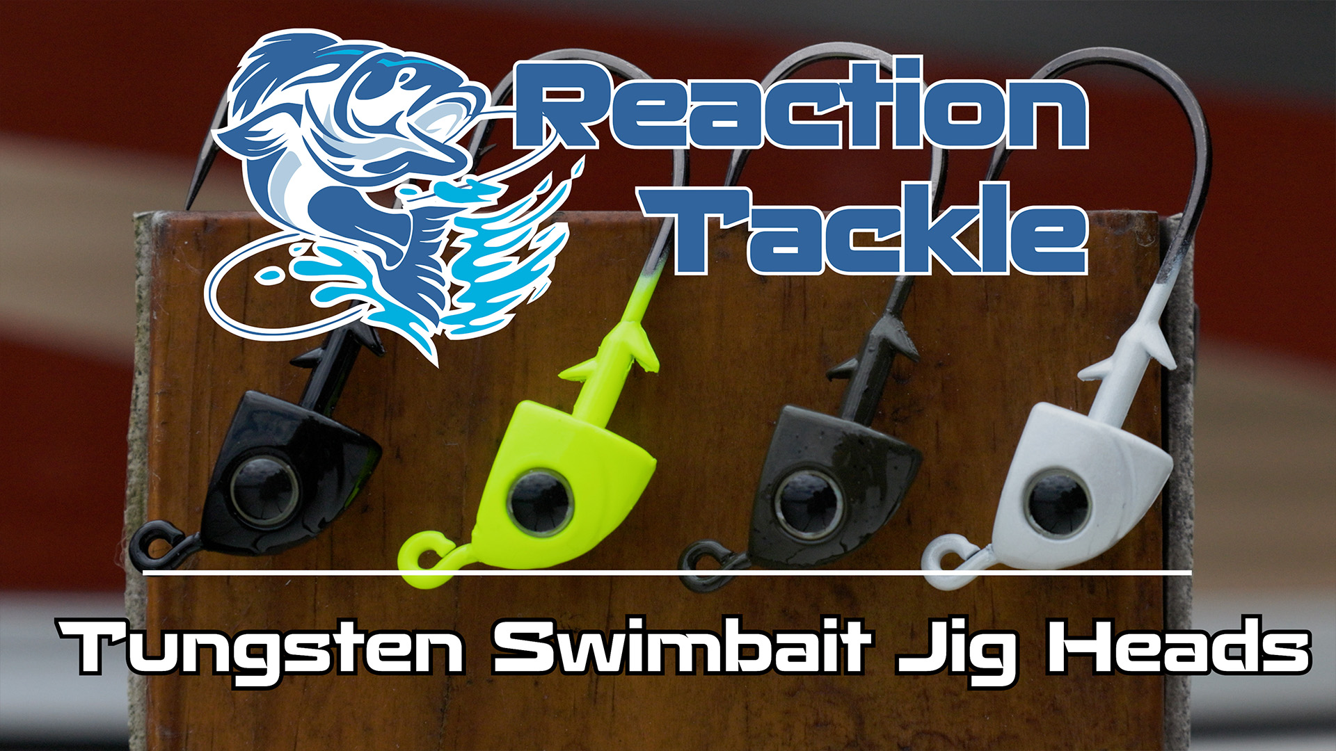 thumbnail video image 2 of Reaction Tackle Tungsten Swimbait Jig Heads - 3D Realistic Eyes Attract Bass and More- Swim Bait Jig Head for use with Freshwater or Saltwater Fishing (5-Pack) - 3/16oz - White, 2 of 7