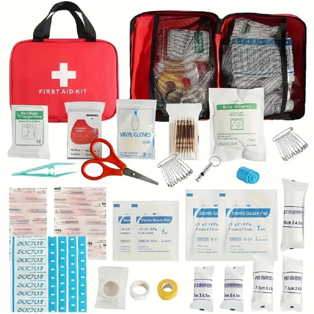 thumbnail video image 2 of All-Purpose Emergency First Aid Kit – 184 Pcs, Waterproof, with Triple Antibiotic Ointment – Compact Trauma Medical Kit for Home, Car, Travel, Camping & Outdoor, 2 of 7