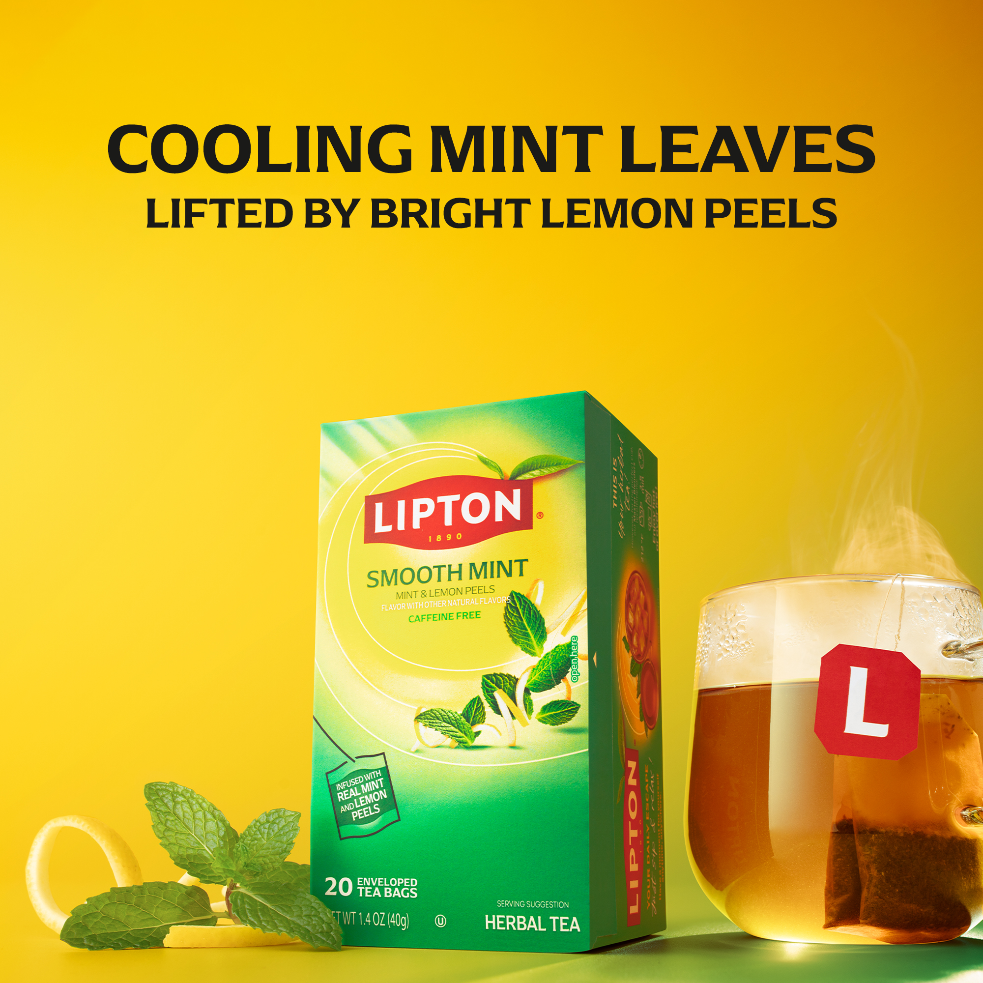 Lipton Herbal Tea Variety Pack, Smooth Mint with Lemon Peels