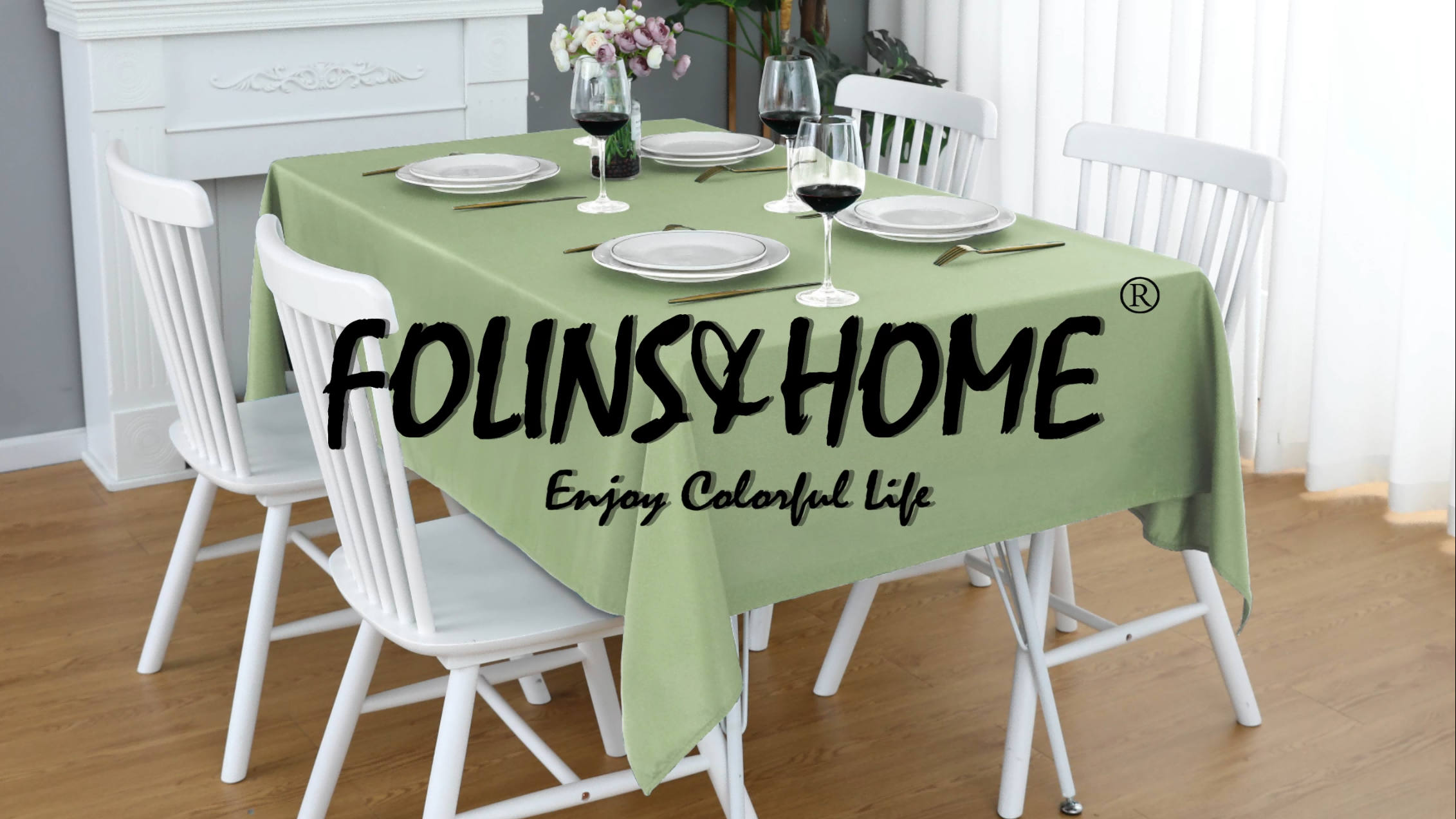 thumbnail video image 2 of FOLINS&HOME Sage Green Rectangle 60 x 84 Inch Tablecloth - Waterproof & Wrinkle Free Heavy Duty Washable Polyester Table Cloths for Party, Banquet, Dining - Rectangular/Square, 2 of 9