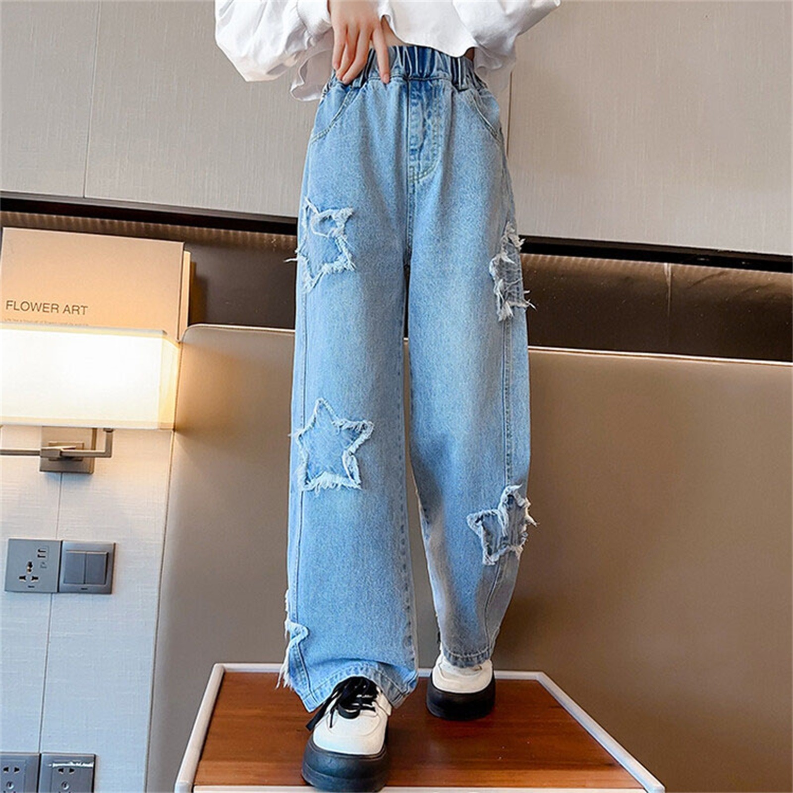 thumbnail video image 2 of JLMSPLWG Big and Tall Jeans Plus Size Baggy Jeans Girl Jeans Size 10-12 Boys Sweat Pants Size 8-10 Boys 14-16 Thermal Pants Best Christmas Gifts, Blue 10-11 Years, 2 of 9