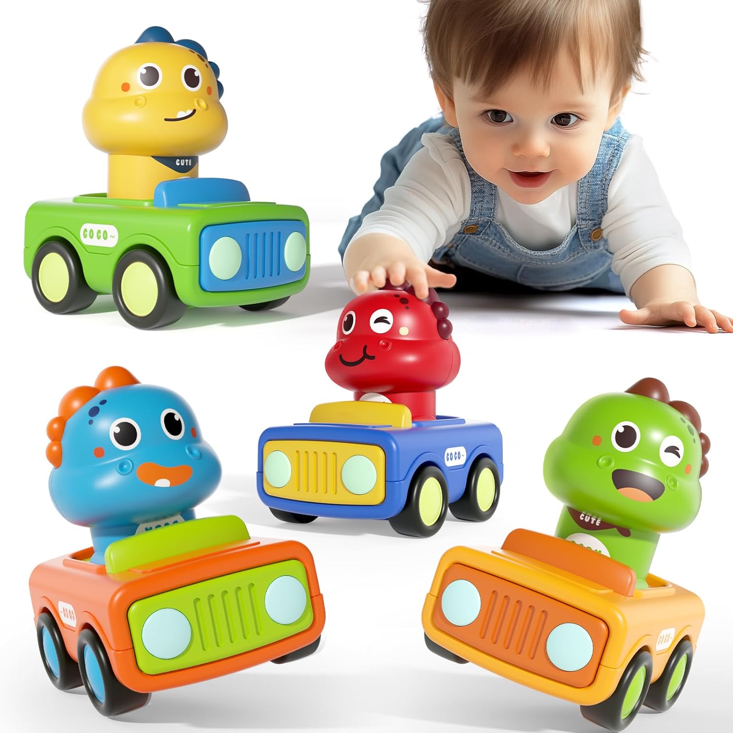 thumbnail video image 2 of WQFSTORE Toddler Press Go Car Toys for 1 2 3 Years Old Boys , Push Go Friction  Animal Cars Baby Toys for 12-18 Months One Year Old Boy Toys ,First Birthday Gifts, 2 of 7