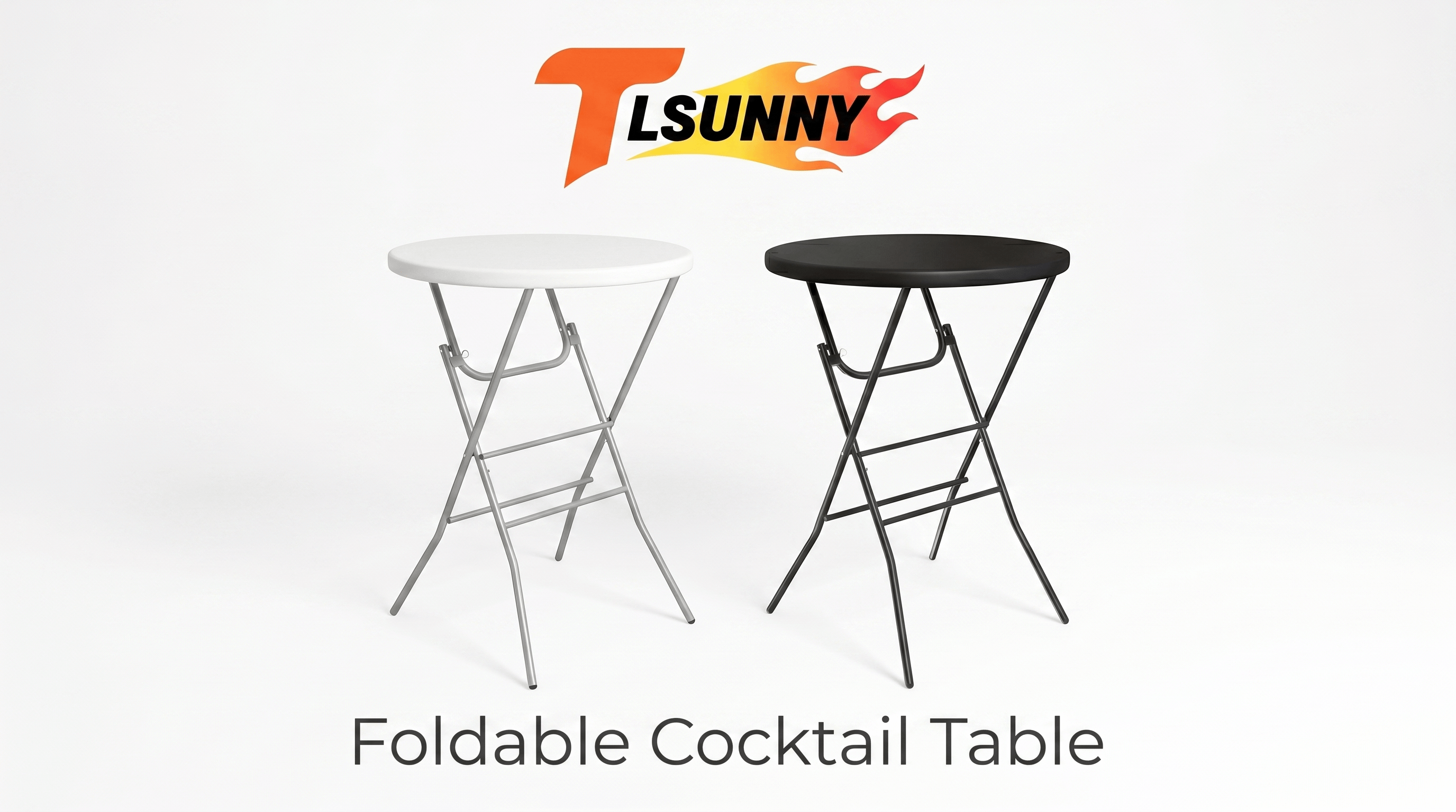 thumbnail video image 2 of TLSUNNY 31.5" Plastic Folding Round Table Bar Height, High Top Table for Outdoor Indoor Party, Cafes, Restaurants, Backyard, Dining Room, Wedding Event, White, 2 of 12