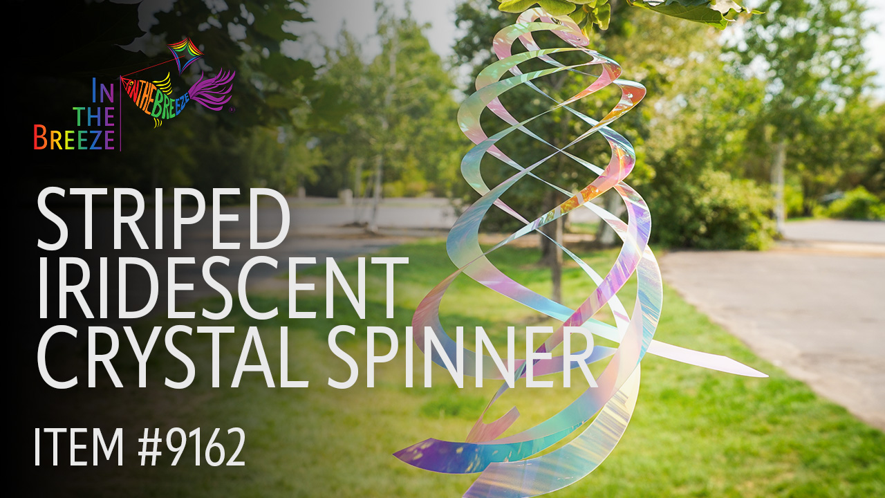 thumbnail video image 2 of In the Breeze 9162 — Striped Iridescent Crystal Spinner — Suncatcher Wind Spinner for Yards and Gardens, Humane Animal Deterrent, 2 of 5