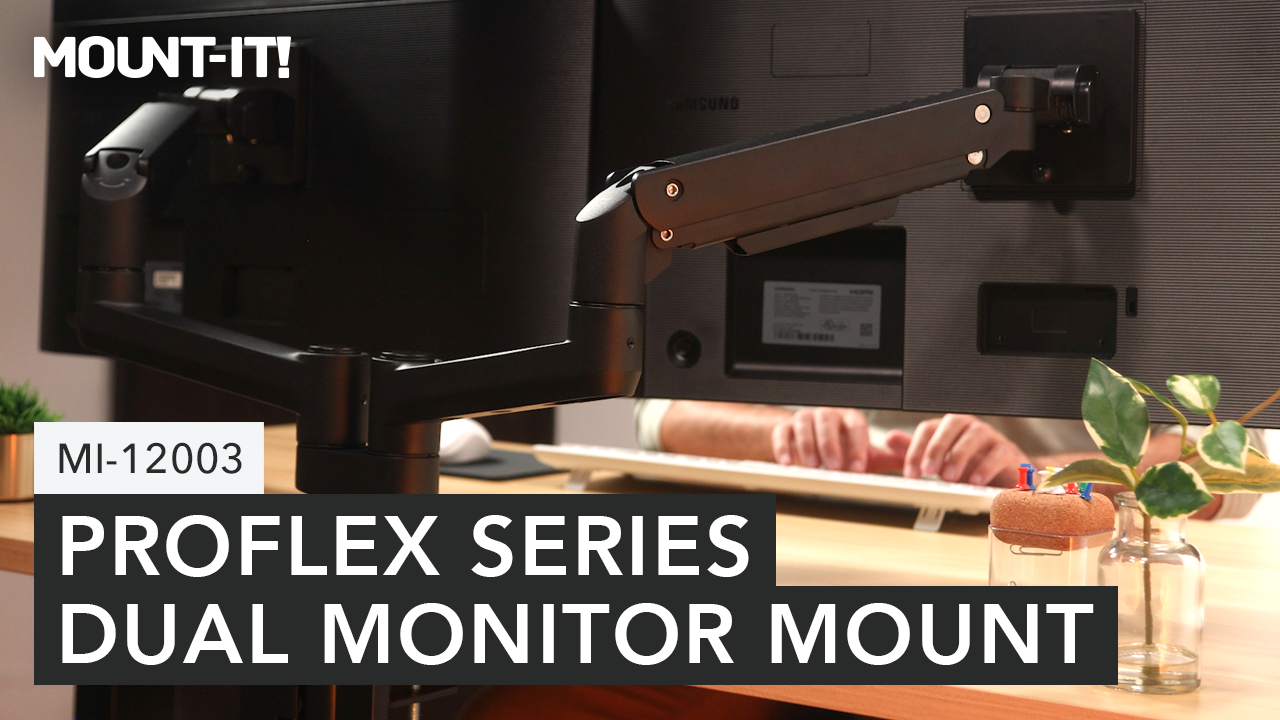thumbnail video image 2 of Heavy-Duty Dual Monitor Mount with Gas Spring Arms, 2 of 18