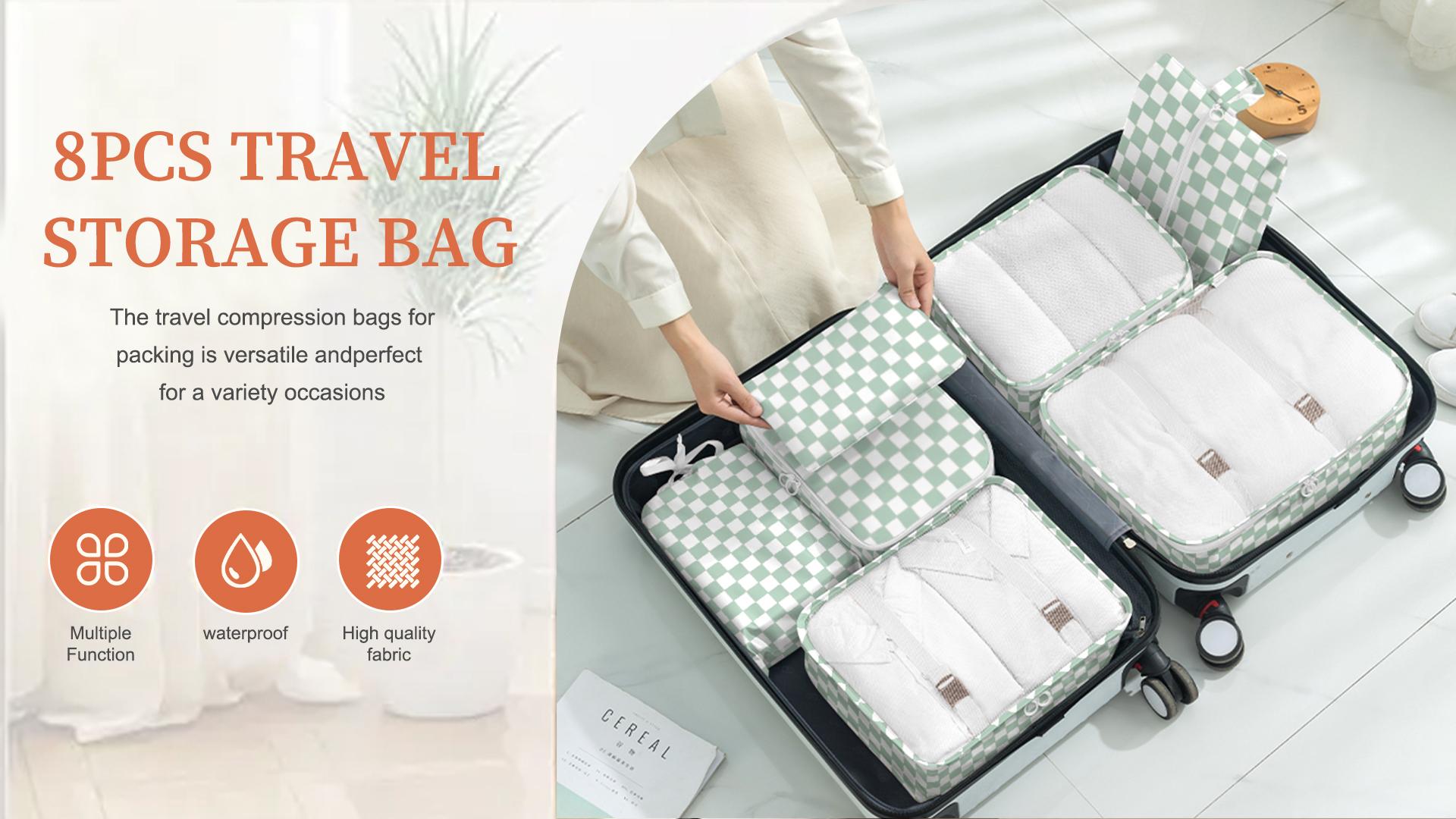 thumbnail video image 2 of Livhil 8Pcs Packing Cubes for Luggage, Packing Cubes for Travel Luggage Packing Organizers ( Green Plaid ), 2 of 8