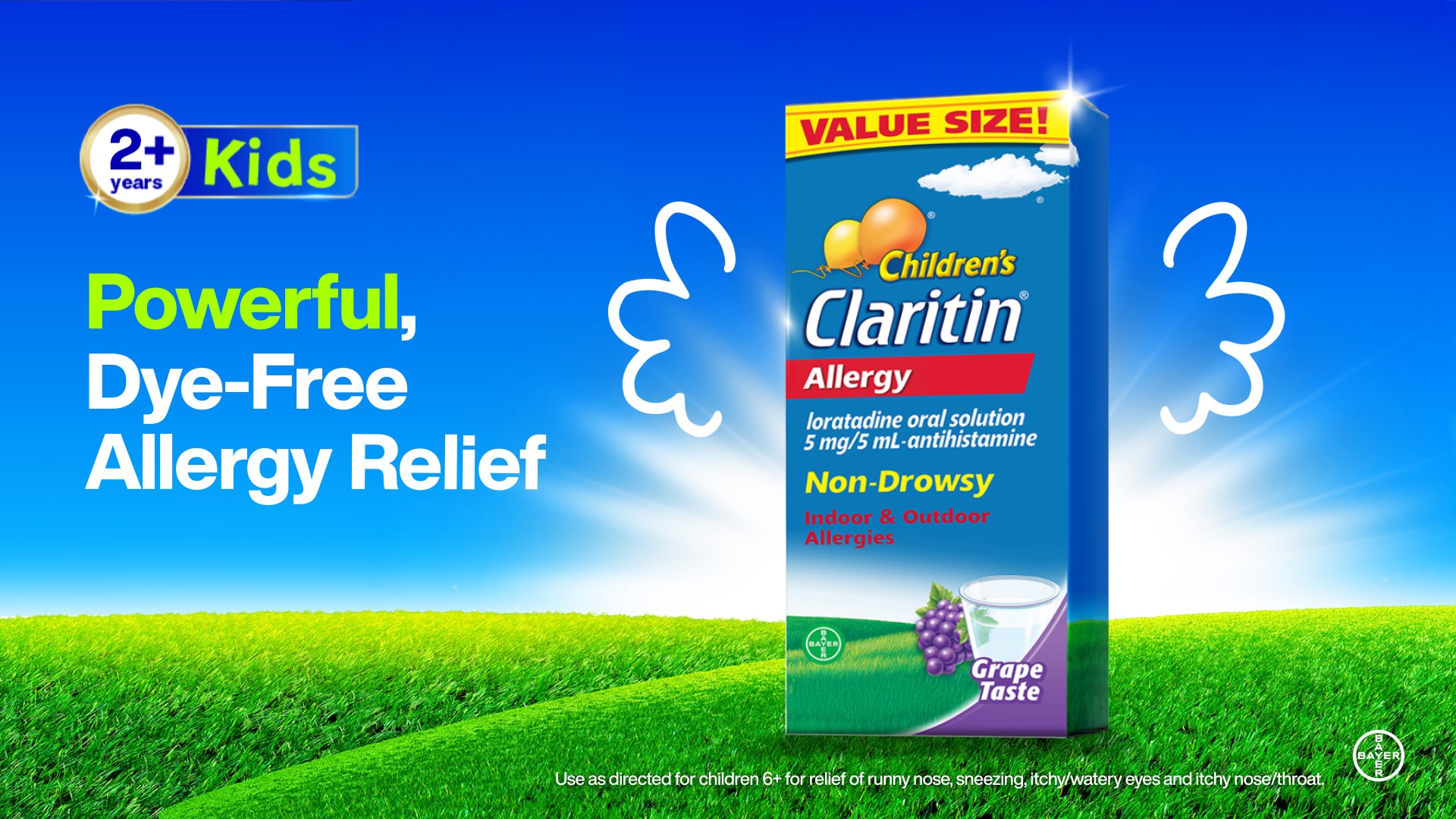 thumbnail video image 2 of Claritin Children's 24 Hour Liquid Allergy Syrup, Free of Dyes, Sugar, Alcohol, Grape Flavor, 8 Fl oz, 2 of 10