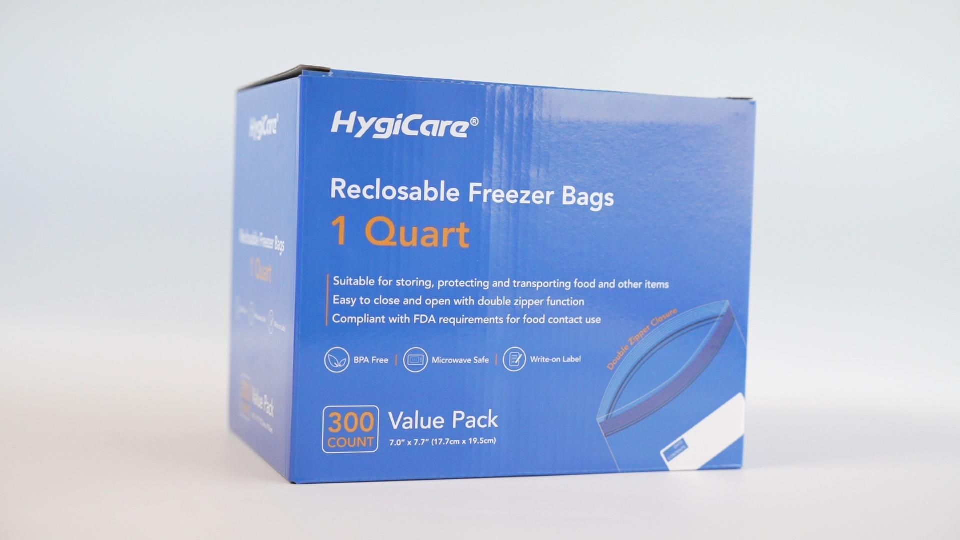 HygiCare Reclosable Freezer Bags, 1 Quart, Write-on Label, Double ...