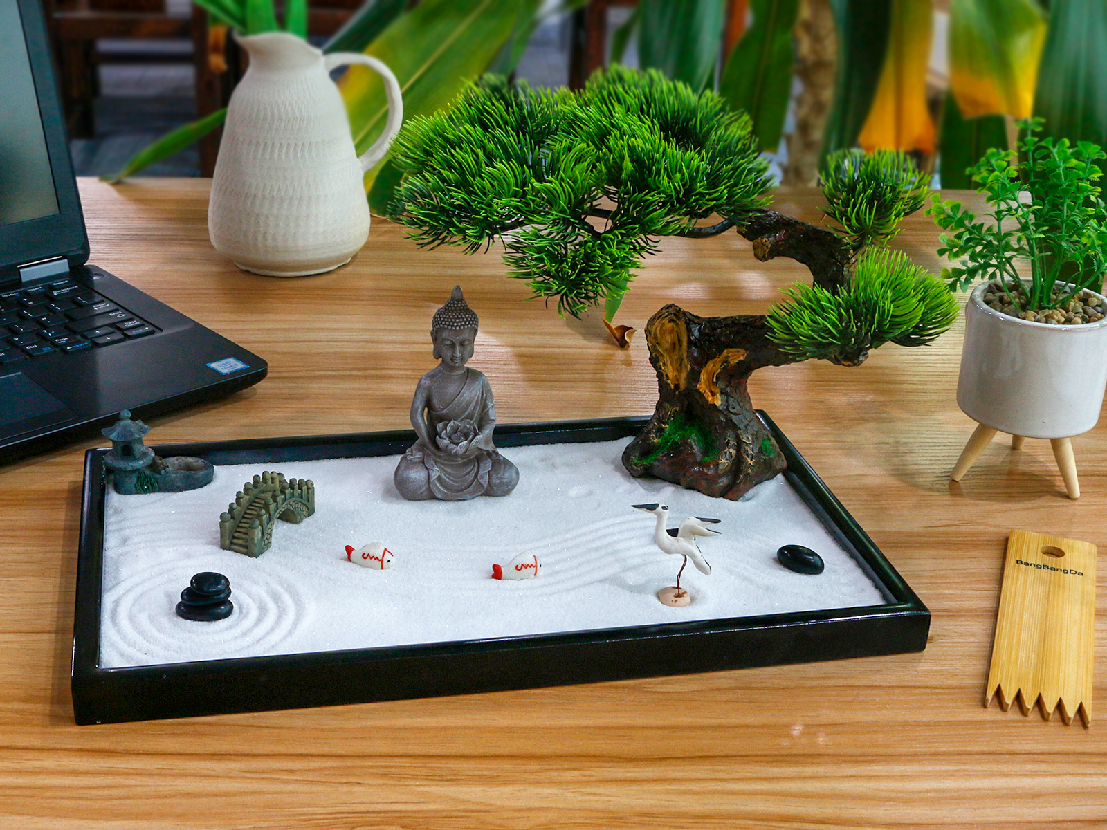 Japanese Tabletop Meditation Buddha Zen Garden Kit Tabletop Rock