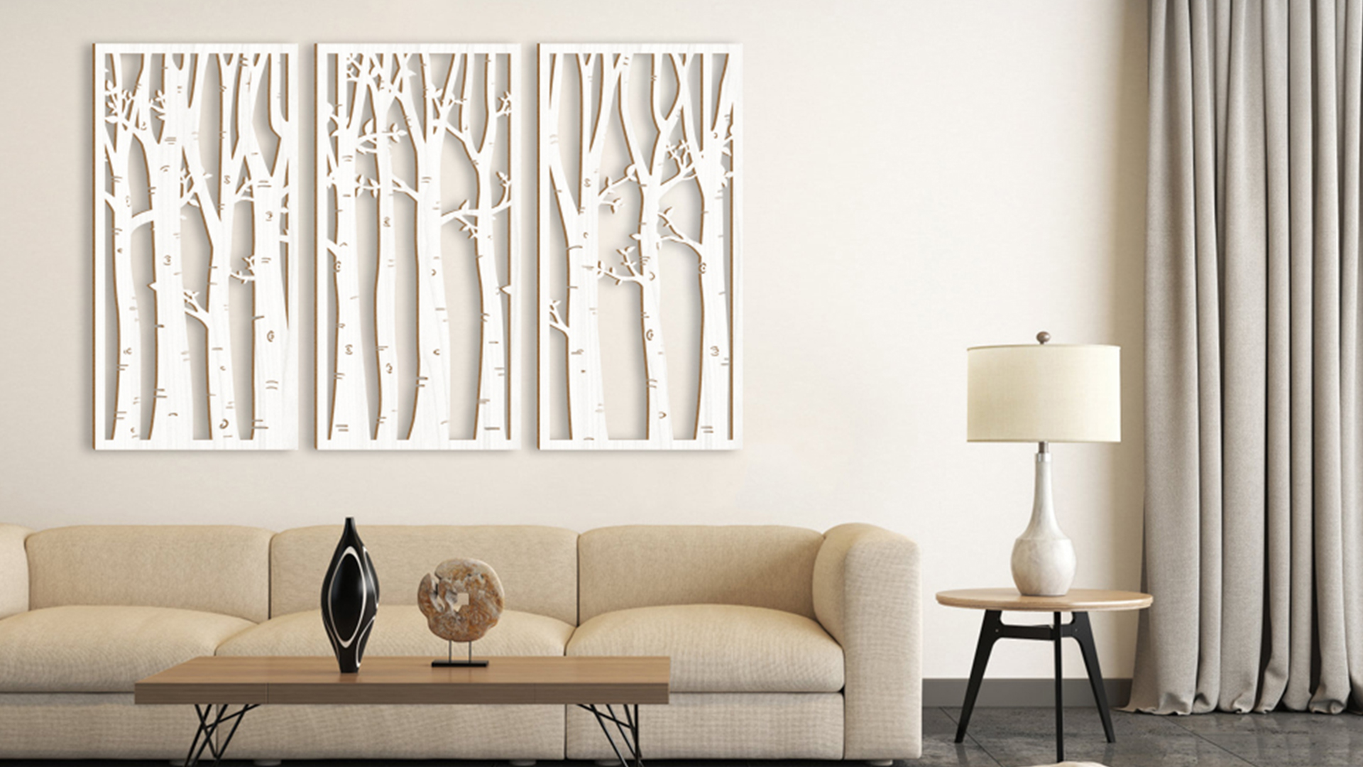 thumbnail video image 2 of HPNIUB Large Birch Tree 3D Hollow Wood Wall Art Boho Forest Tree of Life Sculpture Natural Decor Set of 3 for Living Room Bedroom Office 16x32 Inch, 2 of 10
