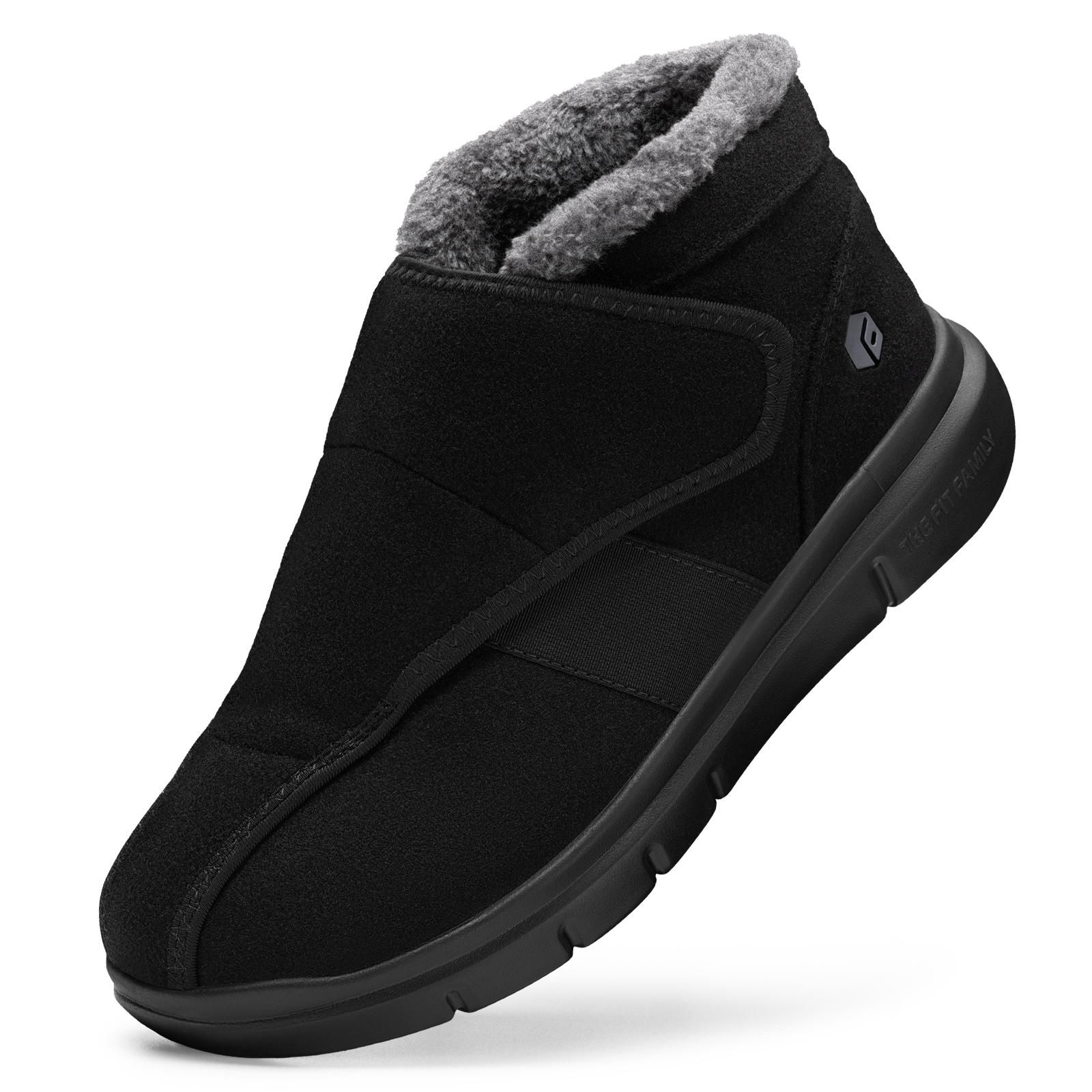 thumbnail video image 2 of FitVille Wide Mens Winter Boots Diabetic Shoes for Men with Adjustable Closures for Swollen Foot, Neuropathy, Black, 2 of 7