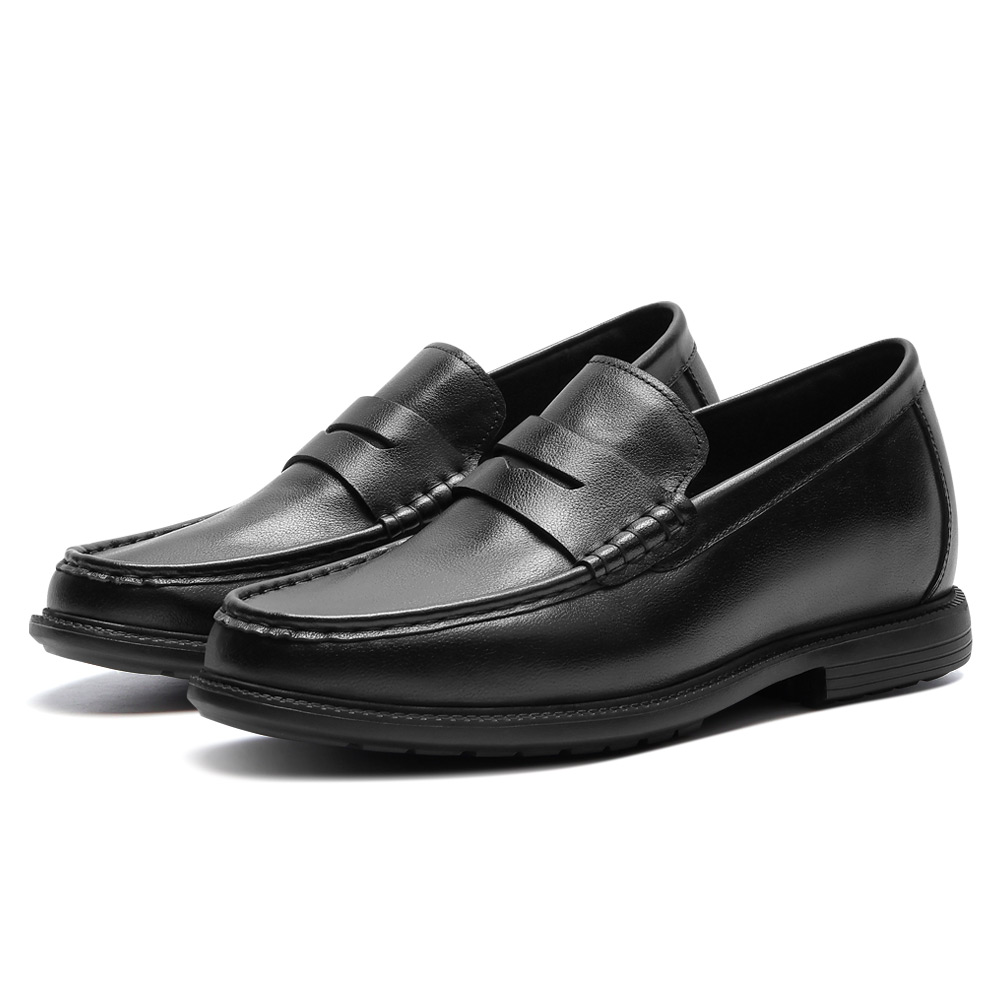 thumbnail video image 2 of CMR CHAMARIPA Men's Height Increasing Loafers - Black Soft Leather Business Casual Shoes 7CM / 2.76 Inches, 2 of 10
