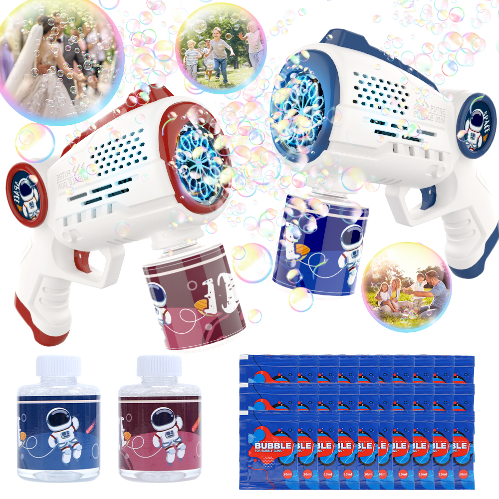 thumbnail video image 2 of JoyStone 2PCS Bubble Machine Toy with 10 Hole Light & 30 PCS Bubble Solutions, 8000+Bubbles Per Minute Gifts for Kids Toddlers 3-8 Years Birthday Wedding Party, 2 of 10